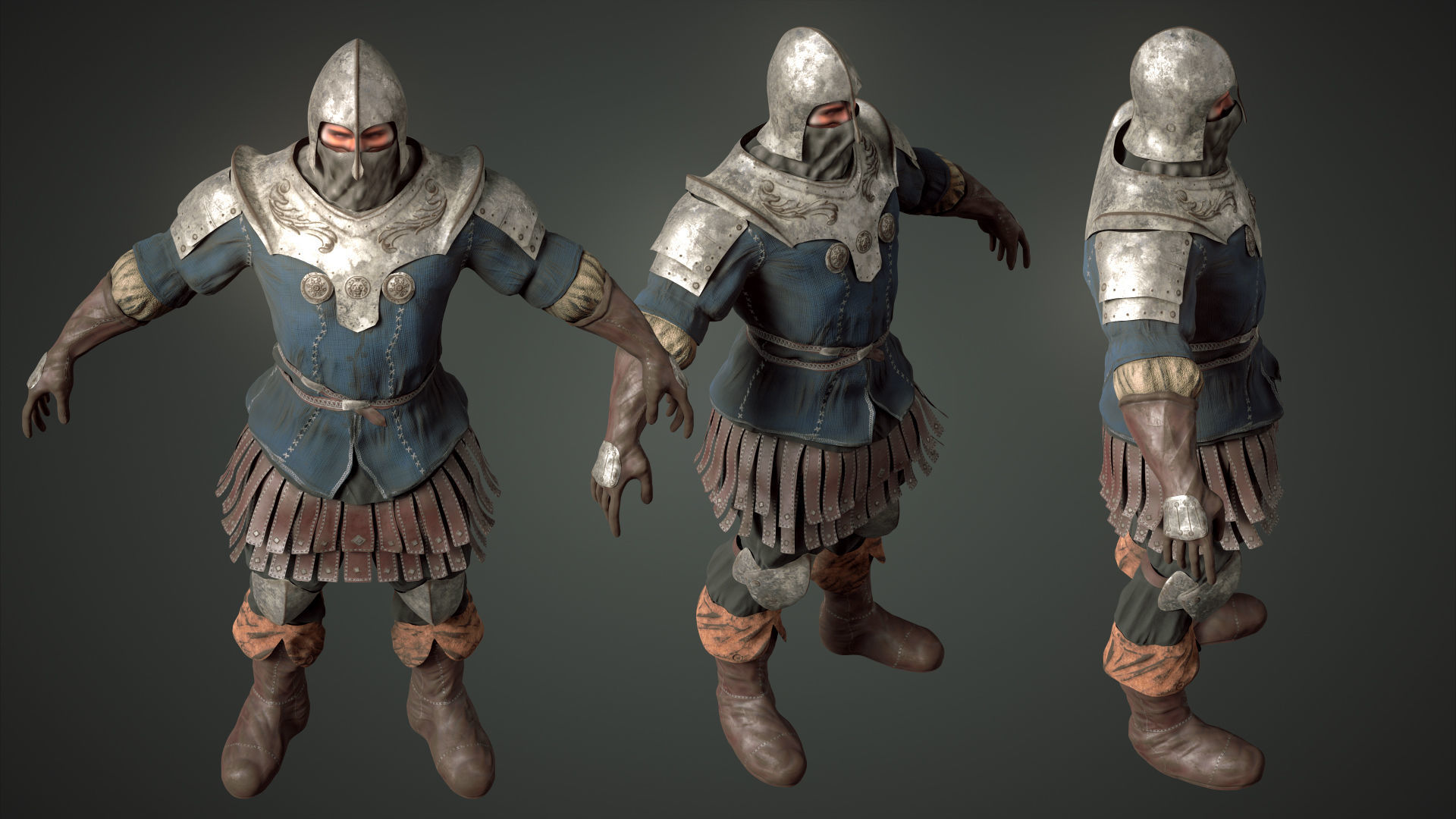 Medieval Soldier 01 Low-poly 3D model_6