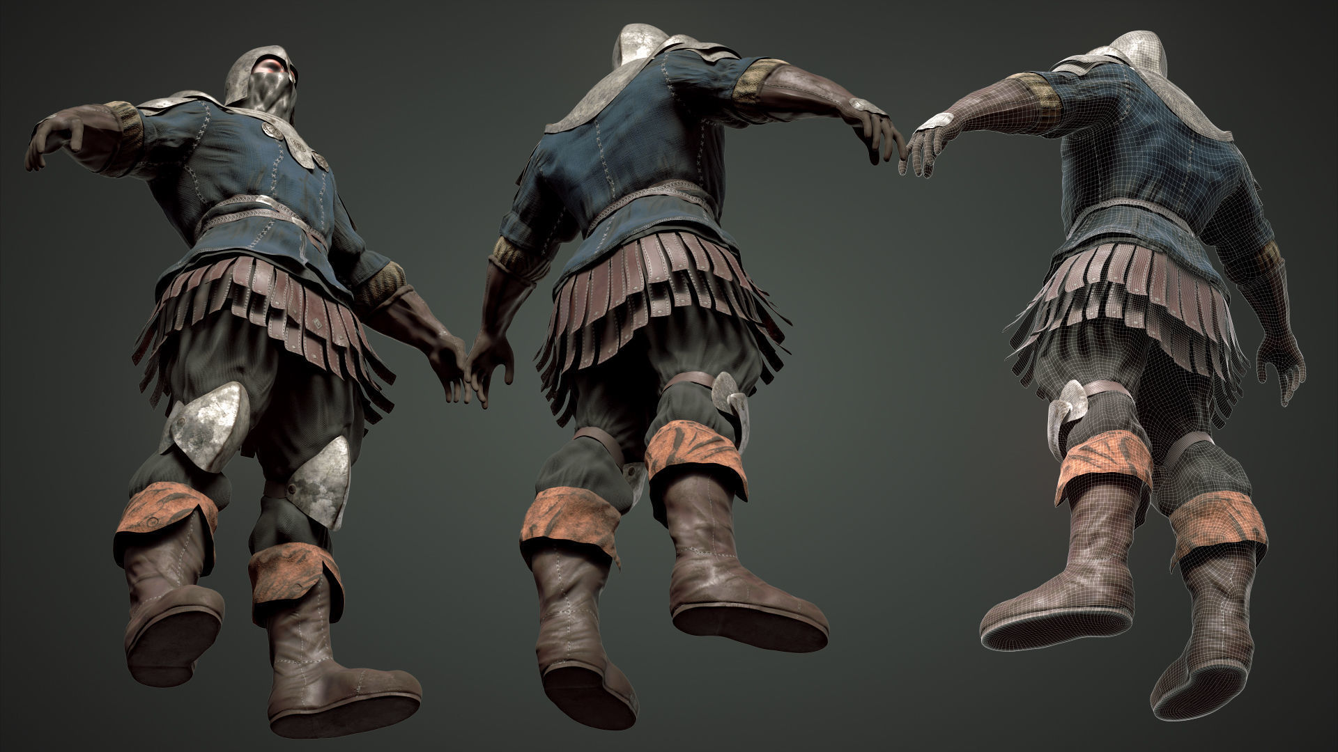 Medieval Soldier 01 Low-poly 3D model_8