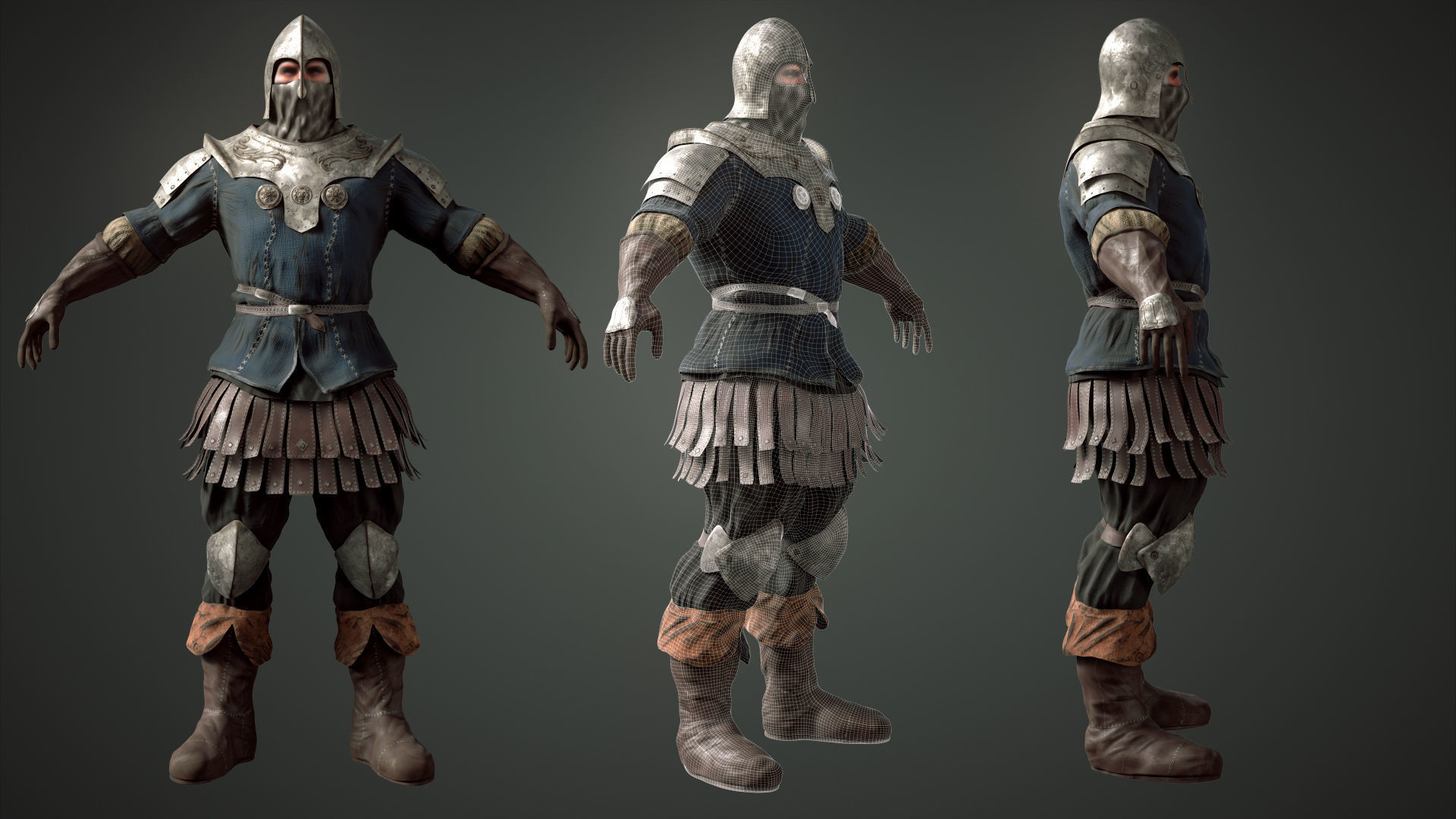 Medieval Soldier 01 Low-poly 3D model_2