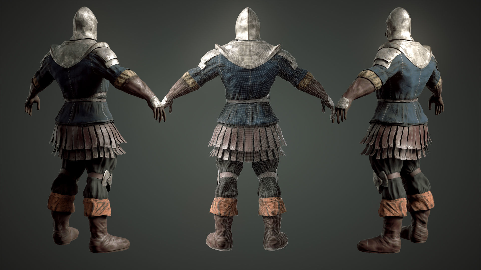 Medieval Soldier 01 Low-poly 3D model_3