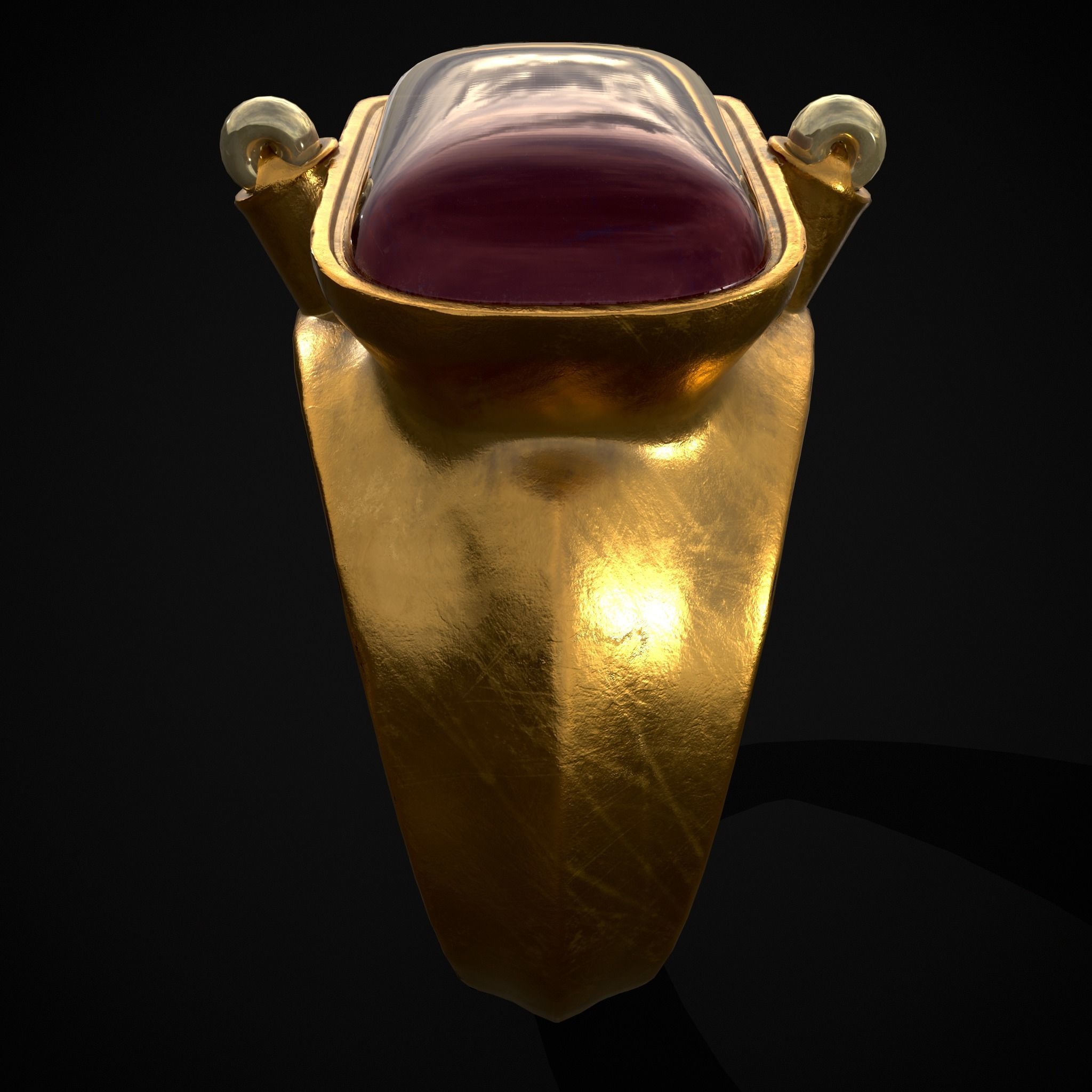 Ruby Pearl Gold Ring Low-poly 3D model_17
