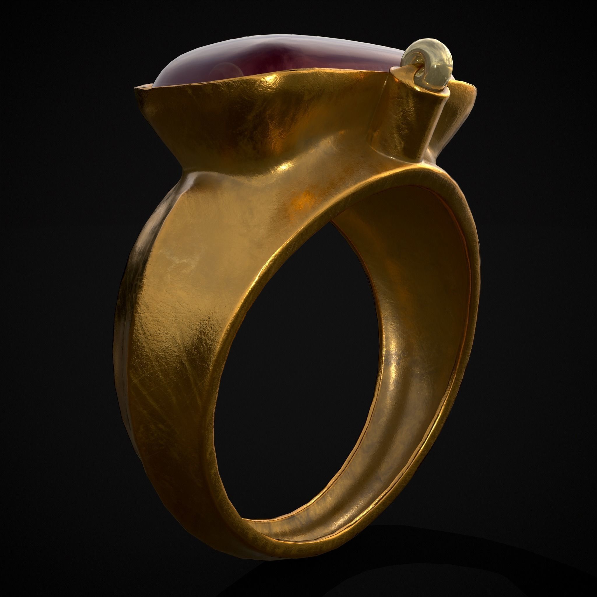 Ruby Pearl Gold Ring Low-poly 3D model_37
