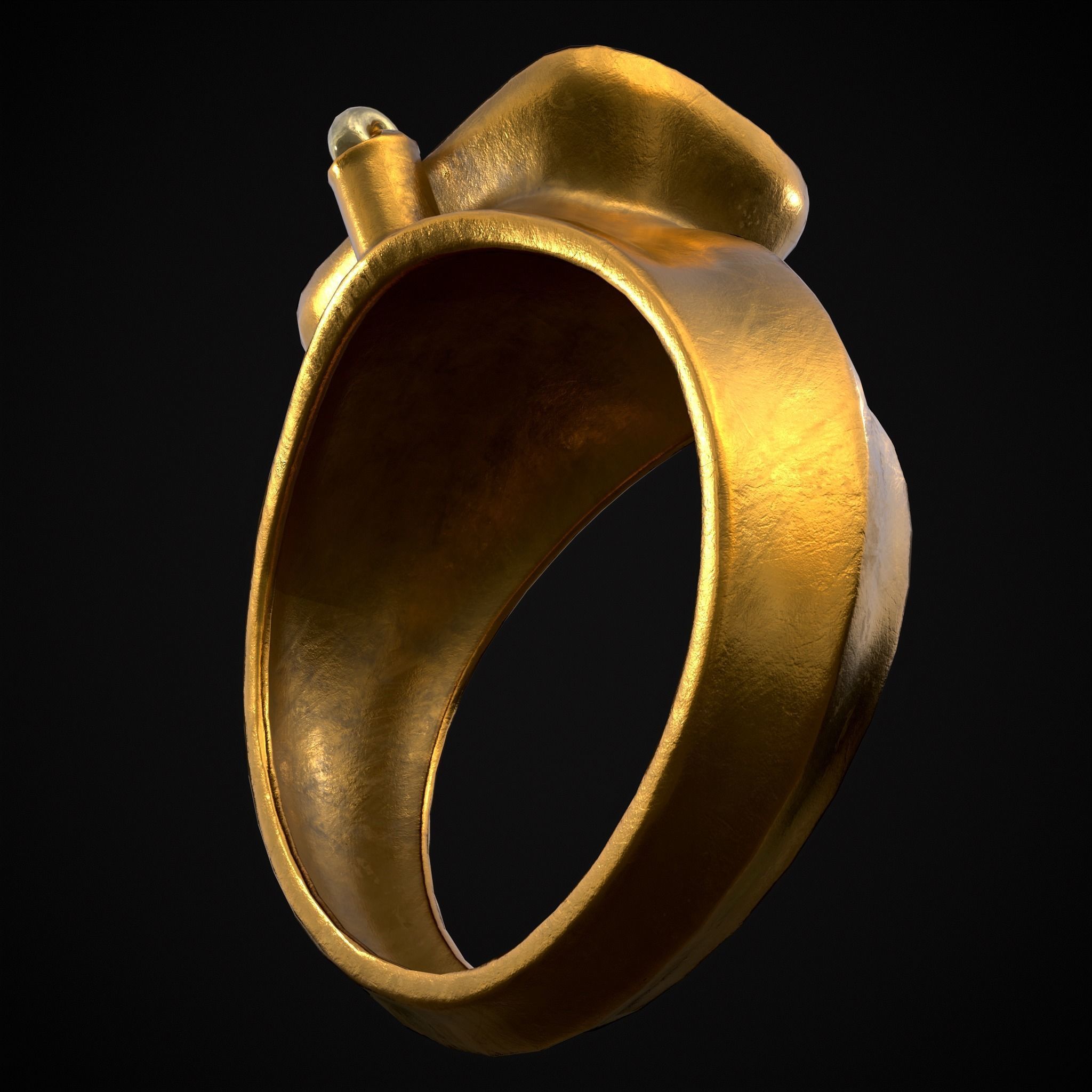 Ruby Pearl Gold Ring Low-poly 3D model_15