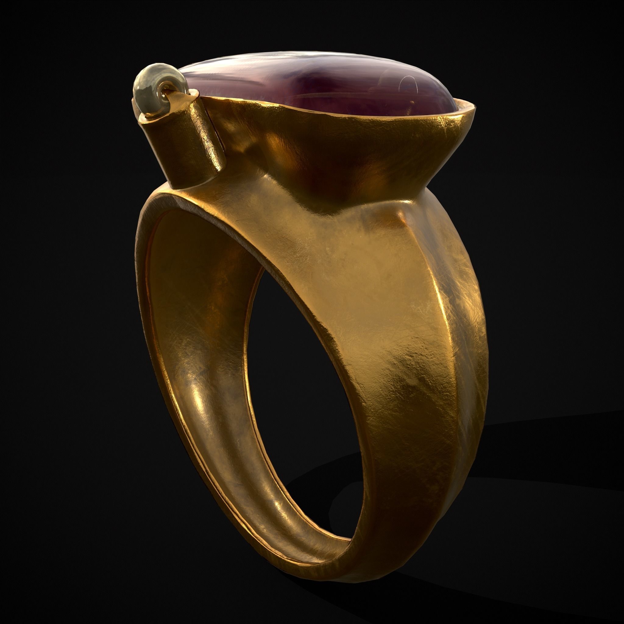 Ruby Pearl Gold Ring Low-poly 3D model_11