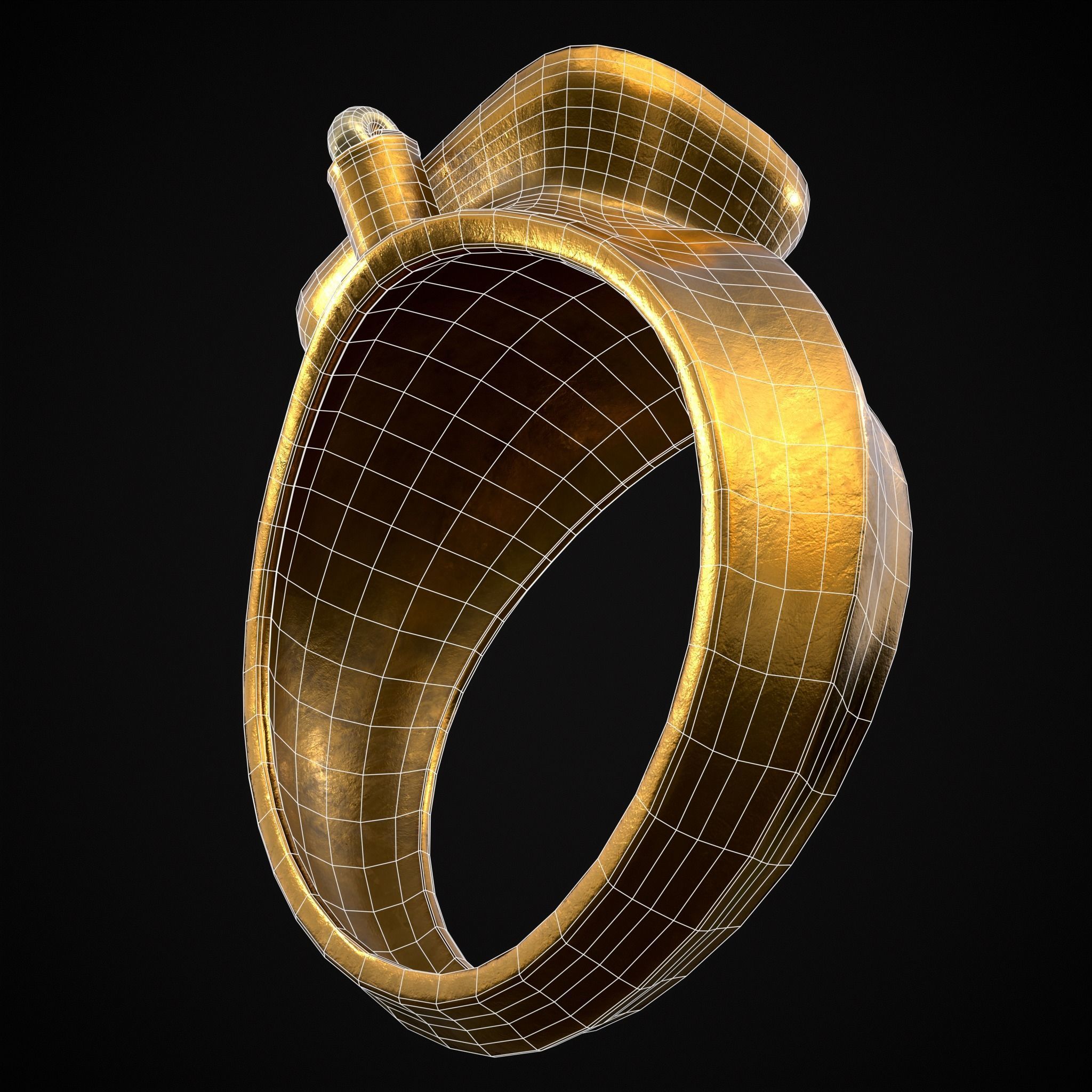 Ruby Pearl Gold Ring Low-poly 3D model_16