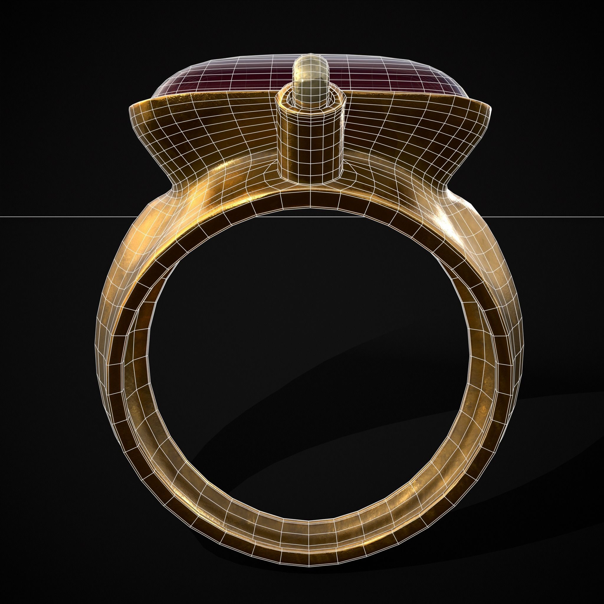 Ruby Pearl Gold Ring Low-poly 3D model_34