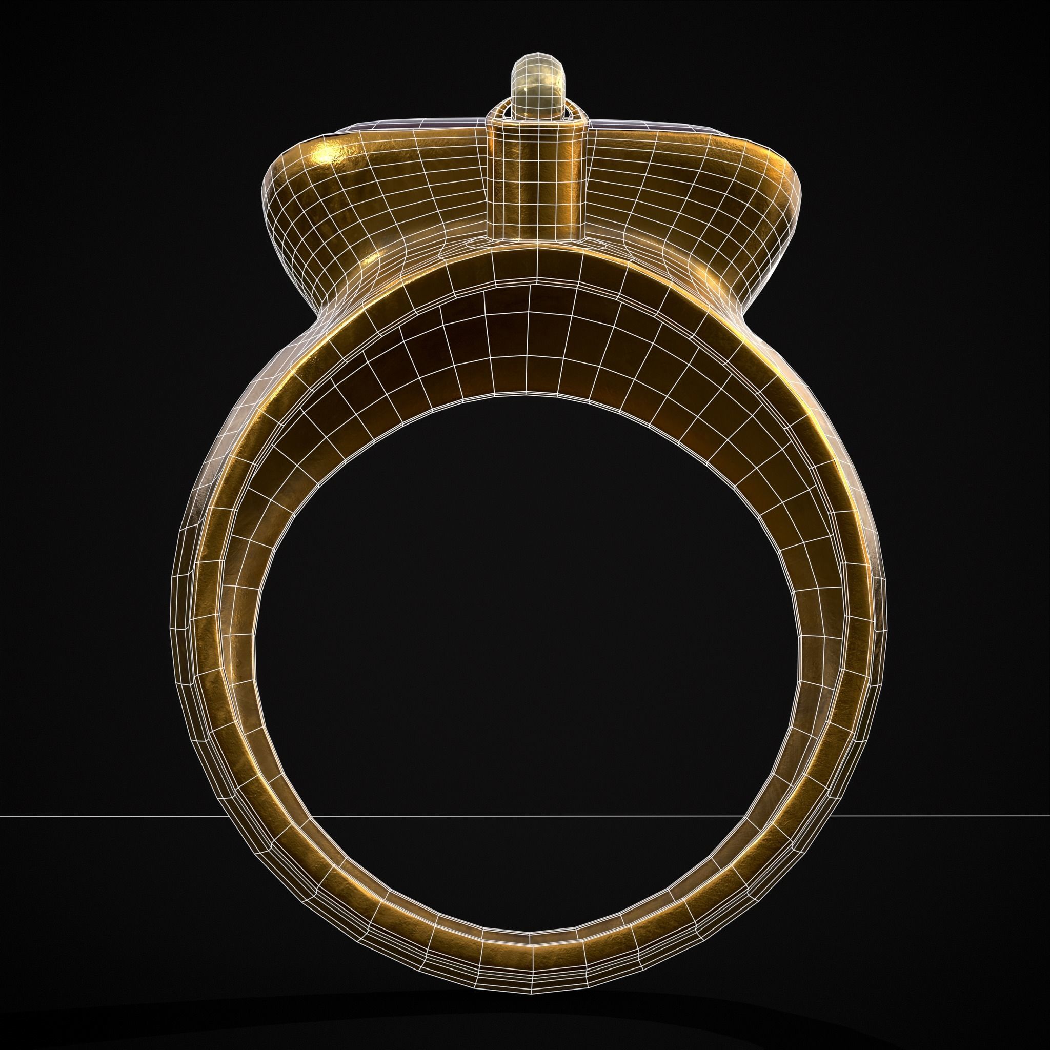 Ruby Pearl Gold Ring Low-poly 3D model_8