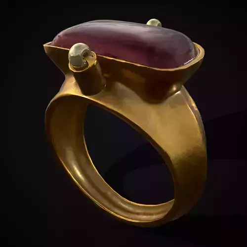 Ruby Pearl Gold Ring Low-poly 3D model