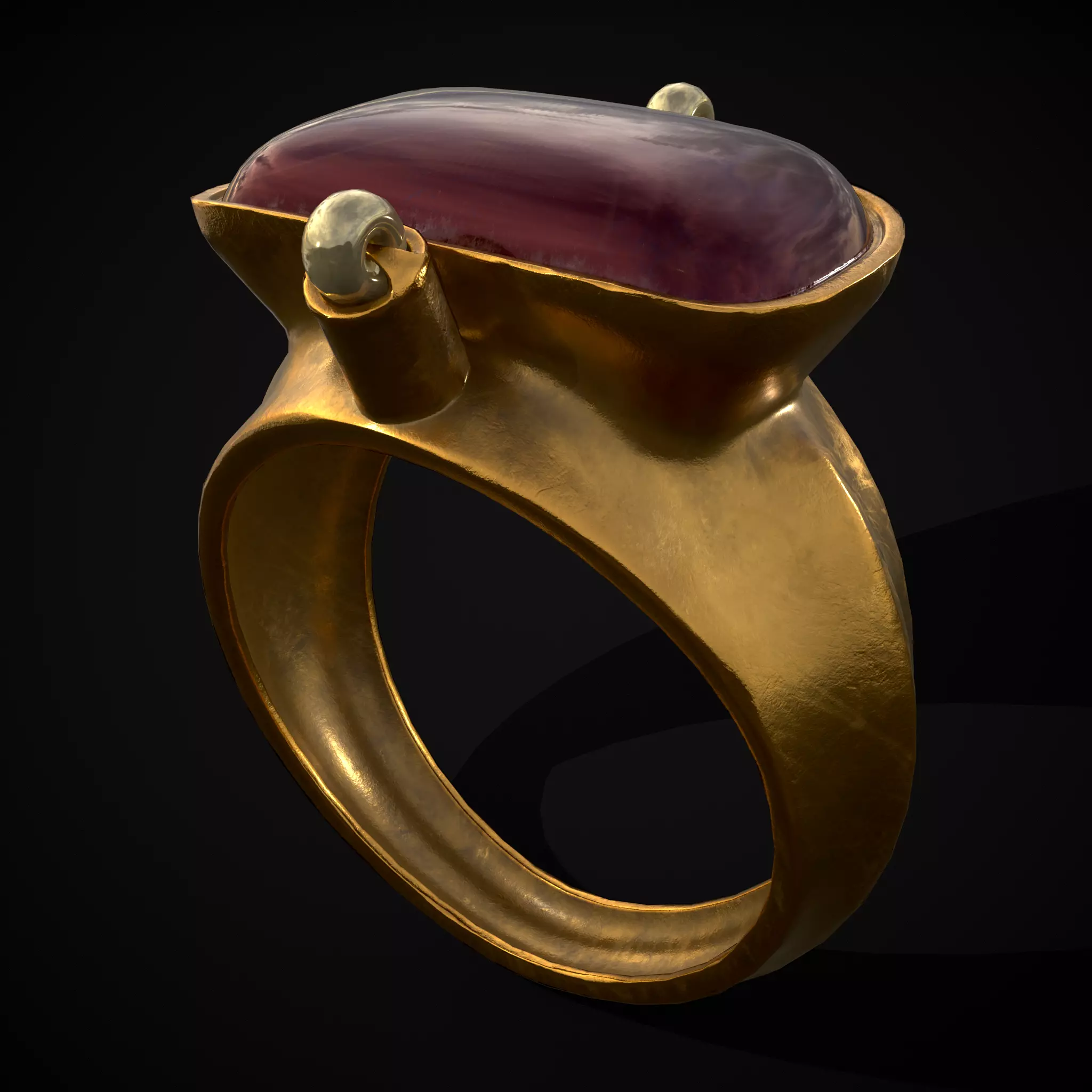 Ruby Pearl Gold Ring Low-poly 3D model_0