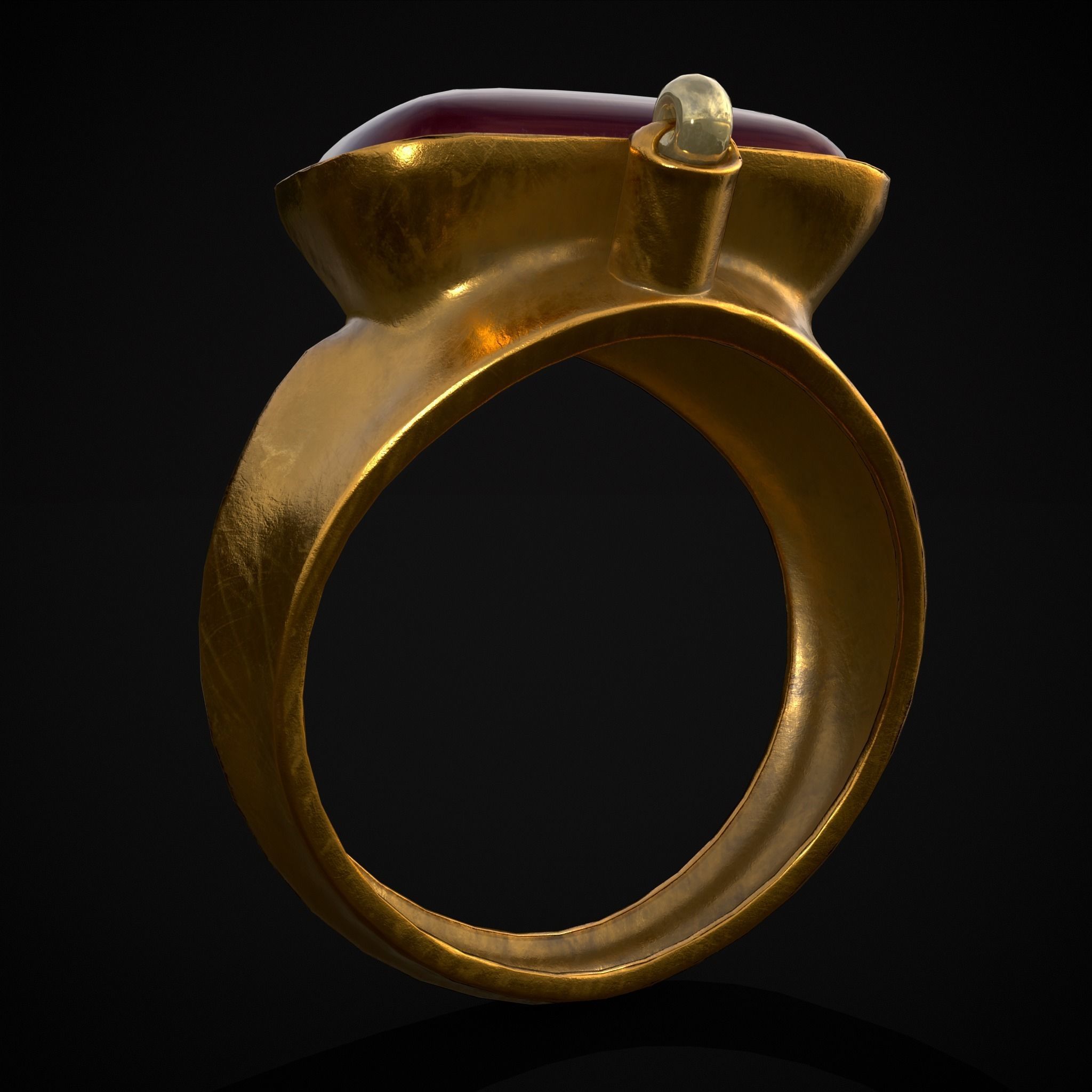 Ruby Pearl Gold Ring Low-poly 3D model_29