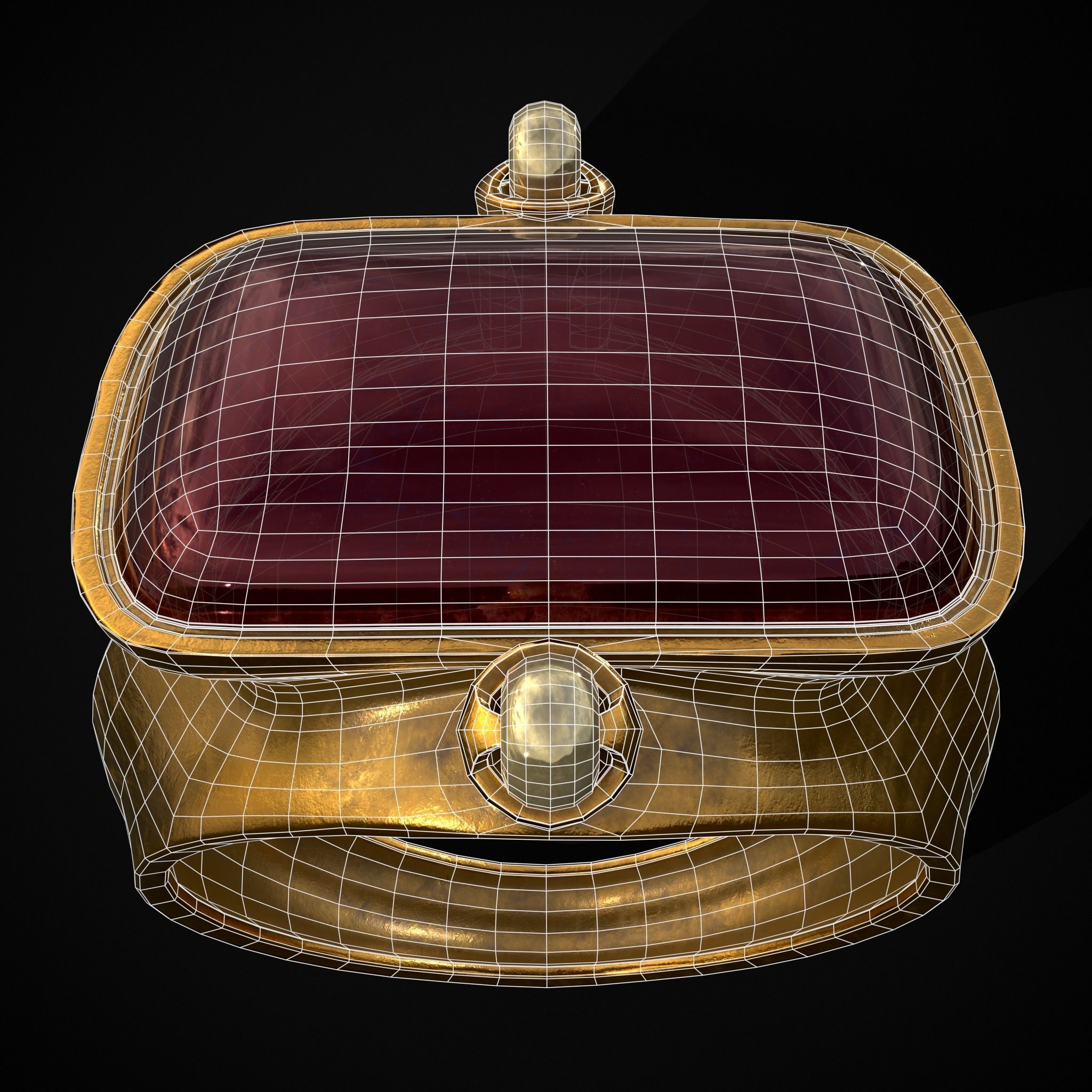 Ruby Pearl Gold Ring Low-poly 3D model_20