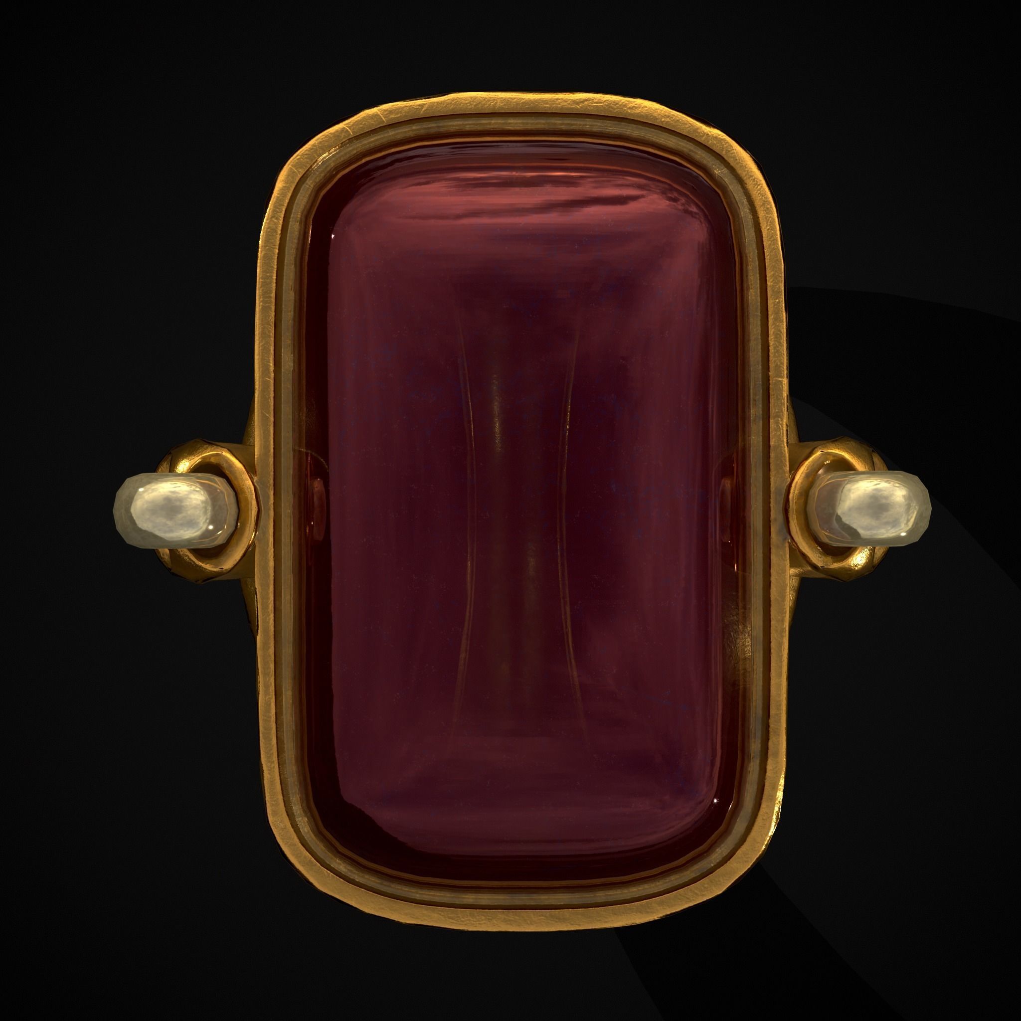Ruby Pearl Gold Ring Low-poly 3D model_35