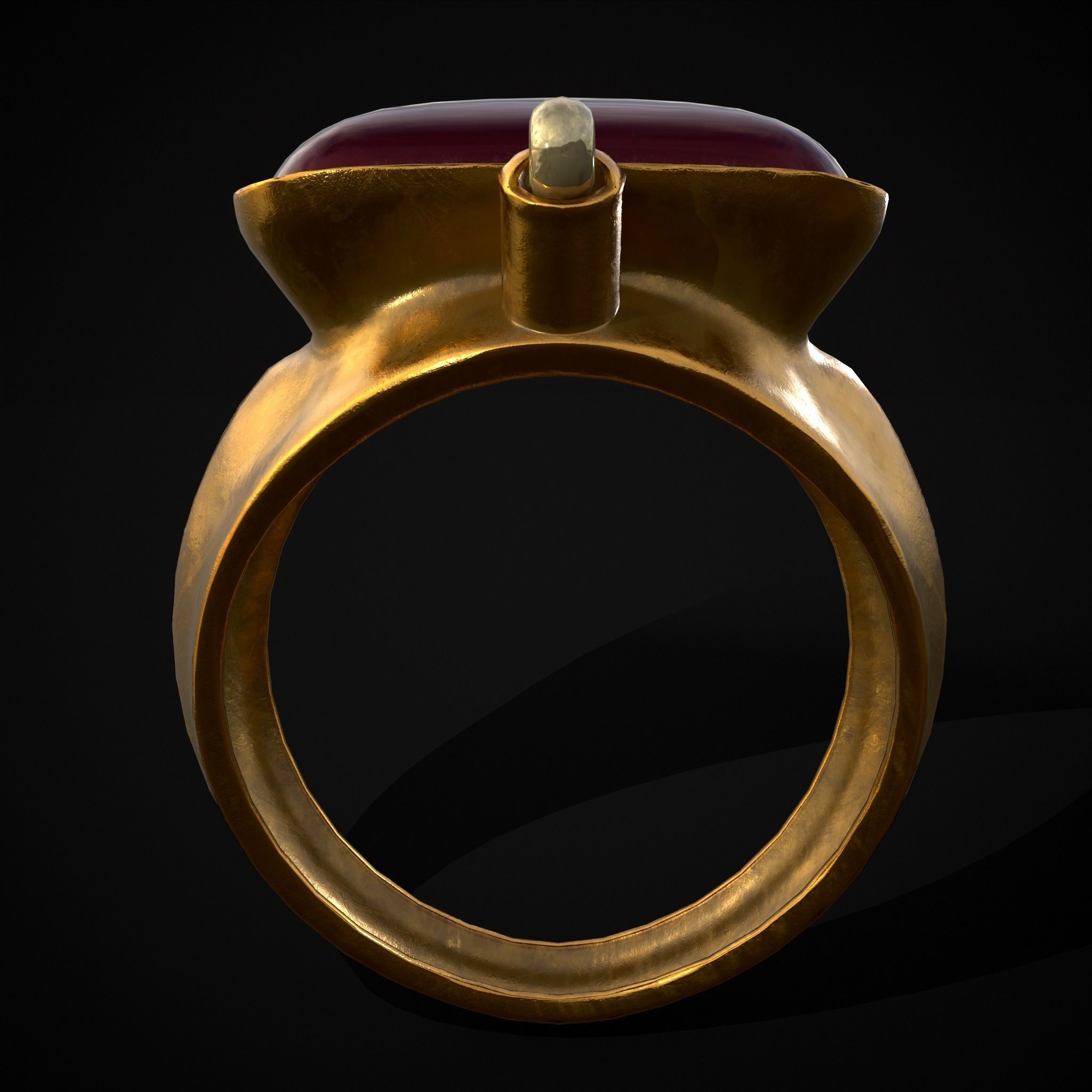 Ruby Pearl Gold Ring Low-poly 3D model_33