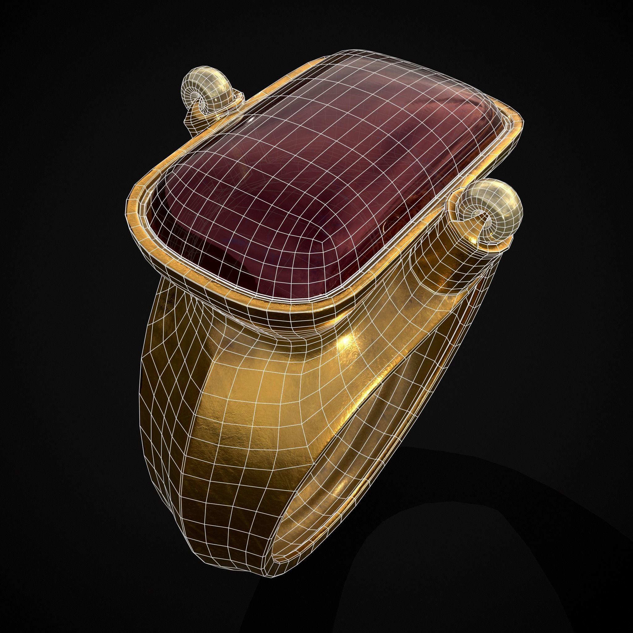 Ruby Pearl Gold Ring Low-poly 3D model_4