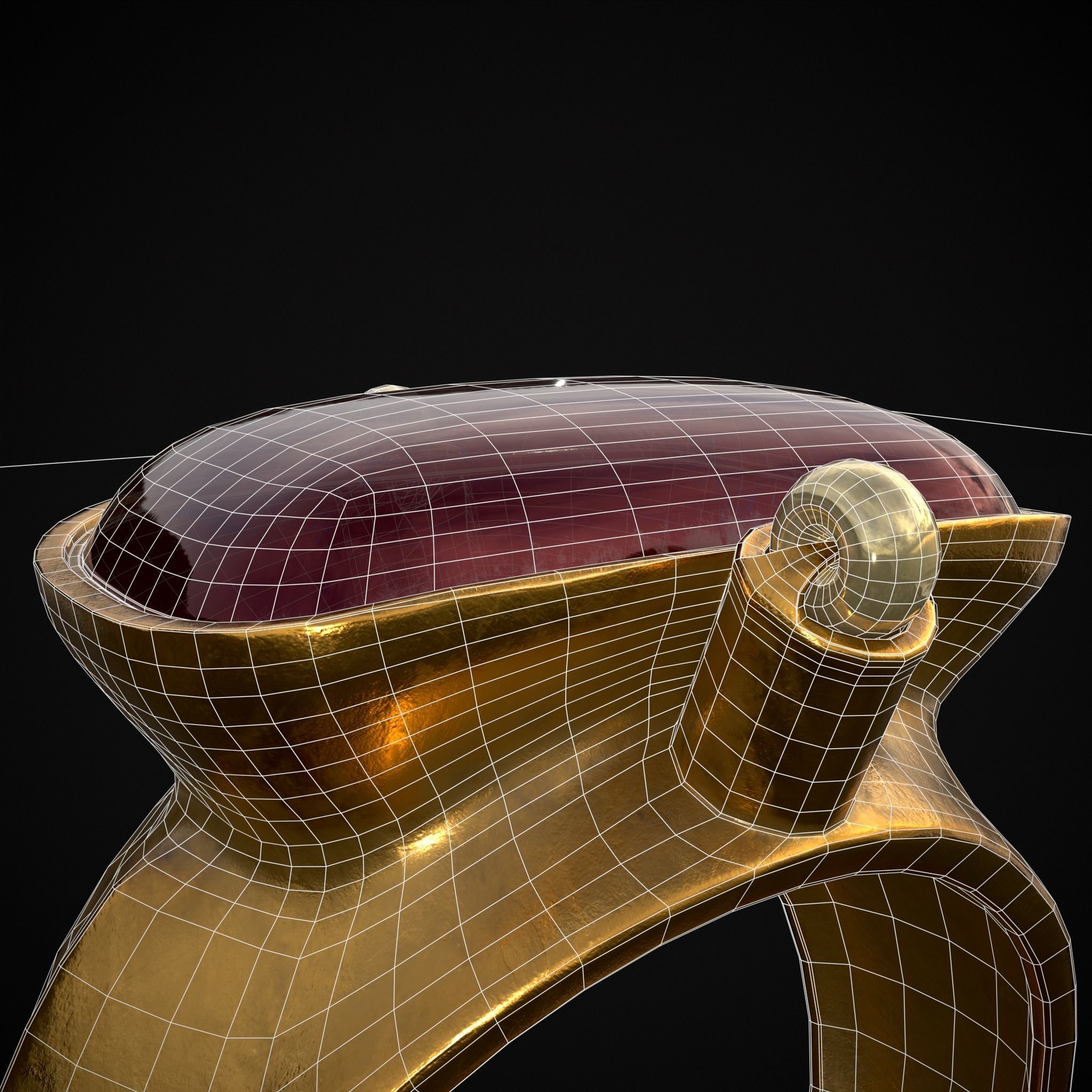 Ruby Pearl Gold Ring Low-poly 3D model_24