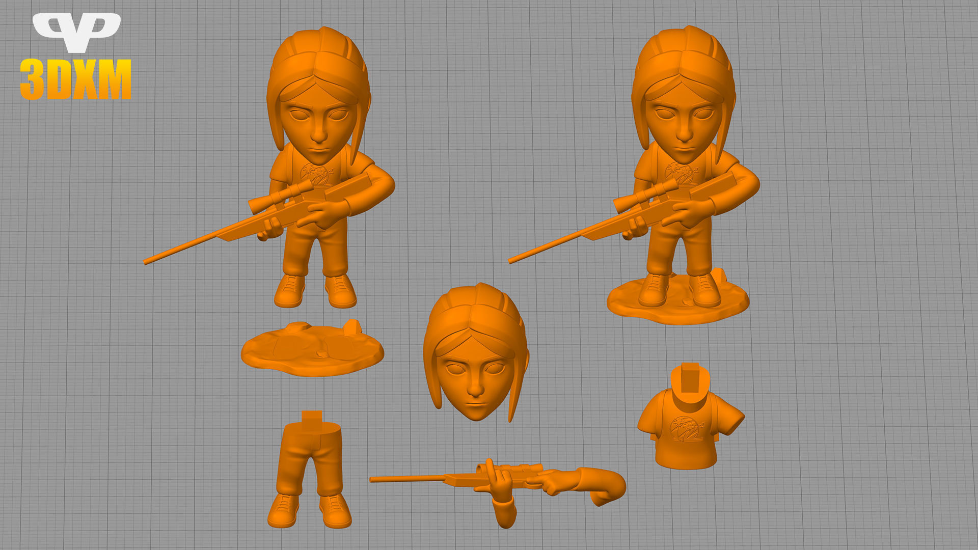 Ellie Last of Us Chibi STL for 3D Printing 3DXM 3D print model_1