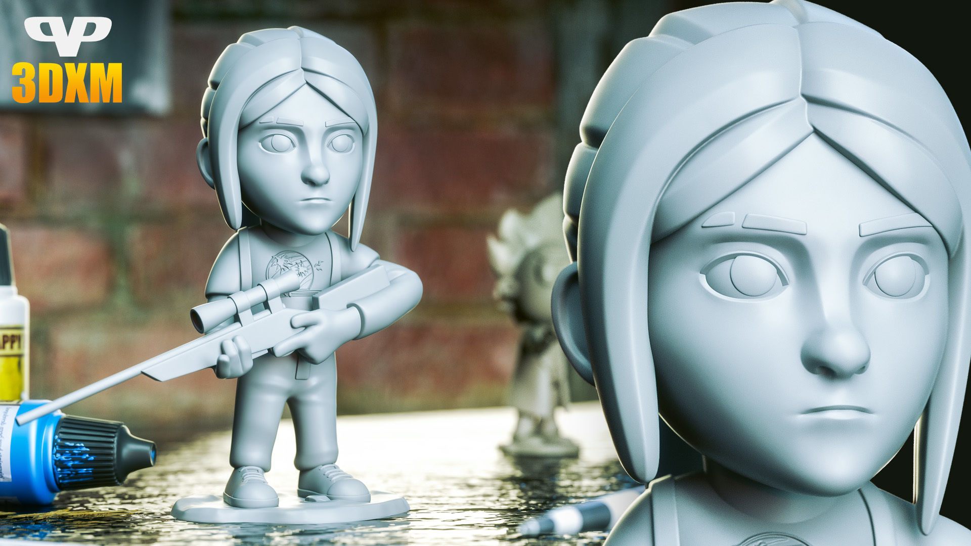 Ellie Last of Us Chibi STL for 3D Printing 3DXM 3D print model_3