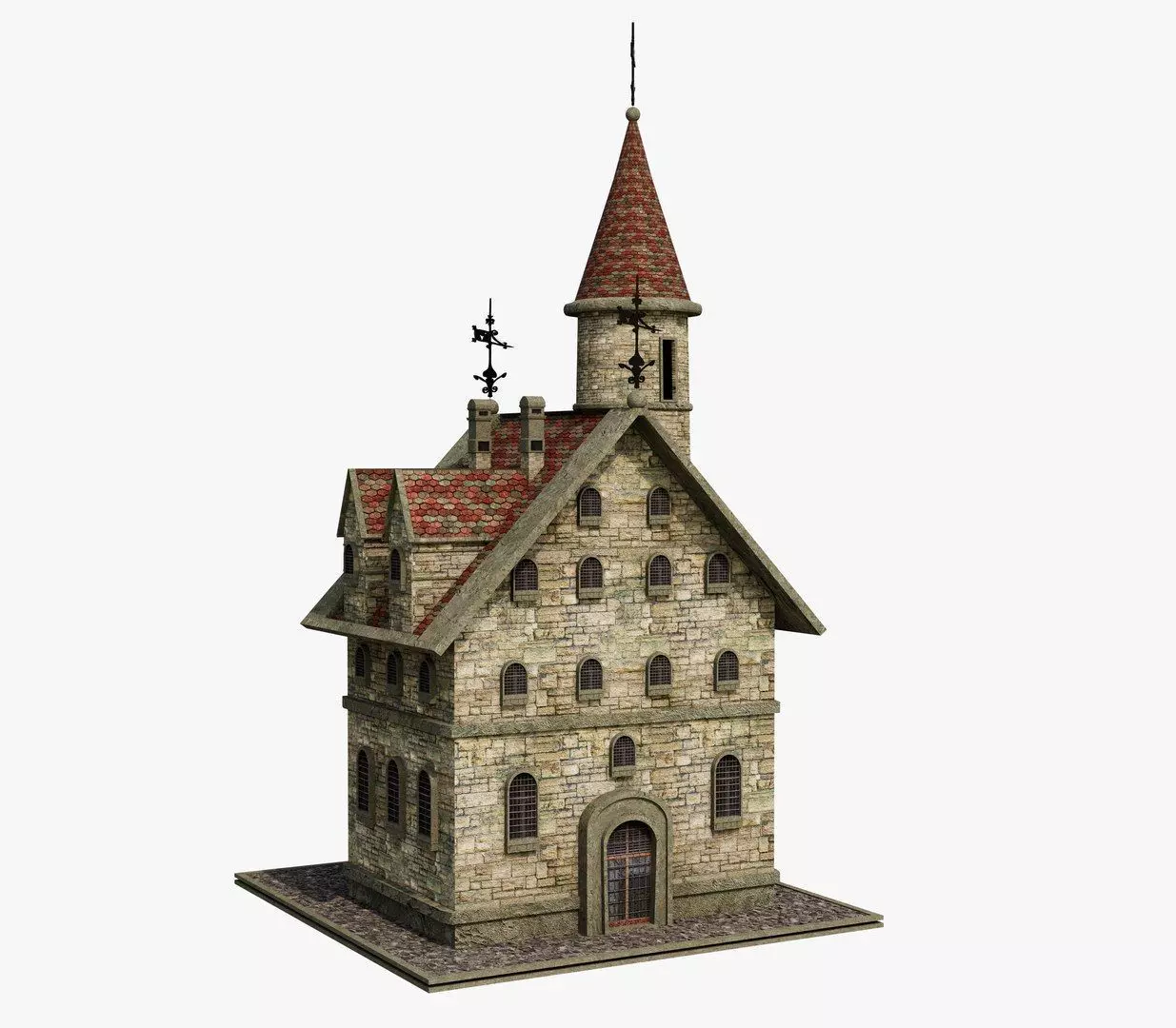 Model Of An Old Building Low-poly 3D model
