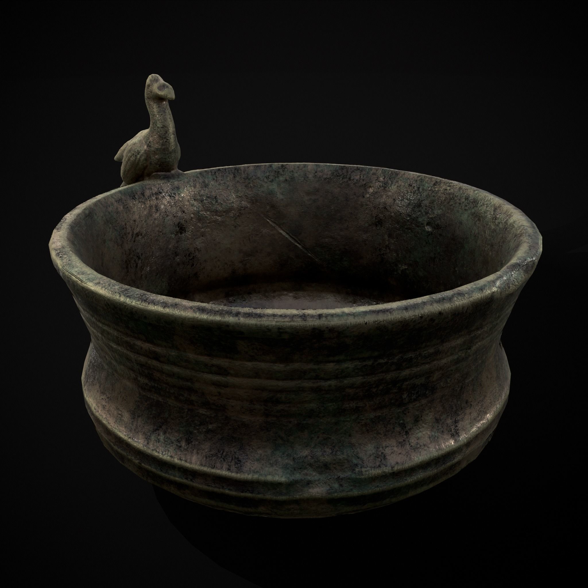 Bronze Bird Handle Cup Low-poly 3D model_35
