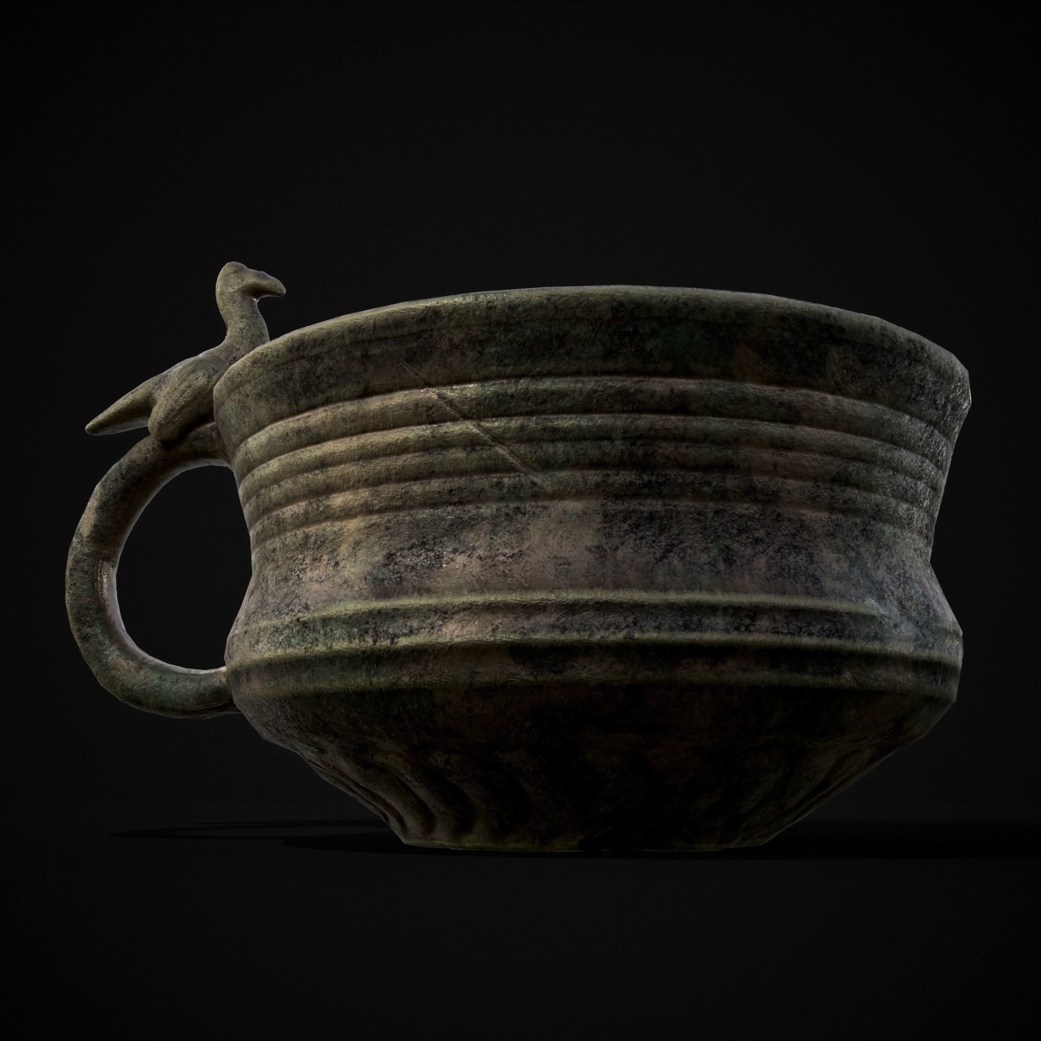 Bronze Bird Handle Cup Low-poly 3D model_31