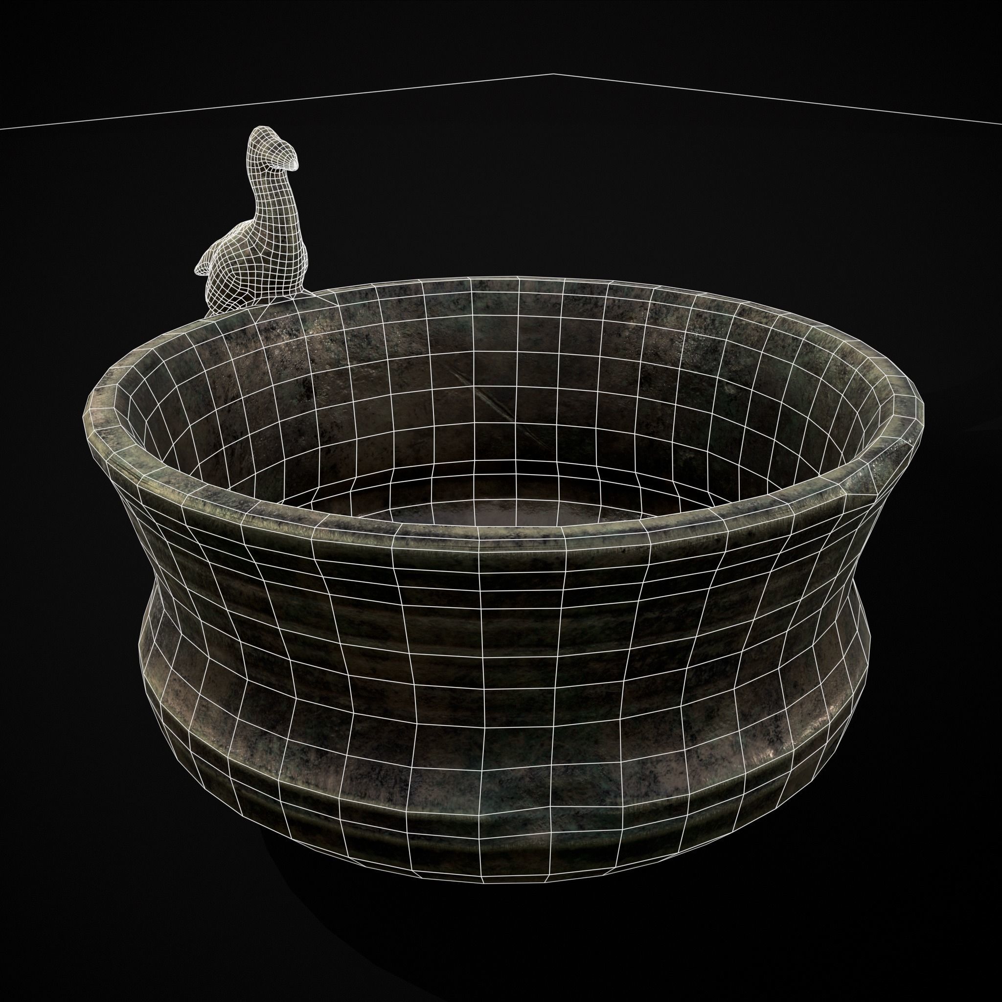 Bronze Bird Handle Cup Low-poly 3D model_36