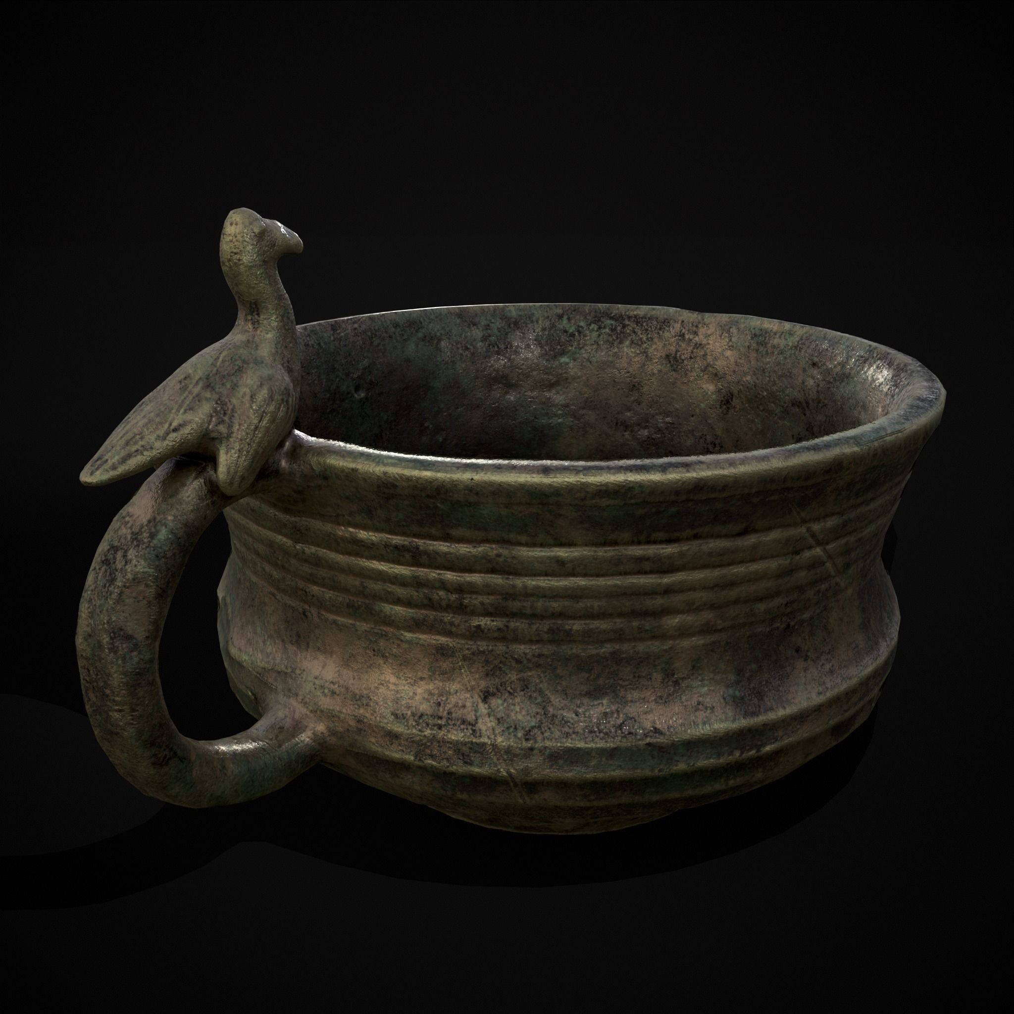 Bronze Bird Handle Cup Low-poly 3D model_33
