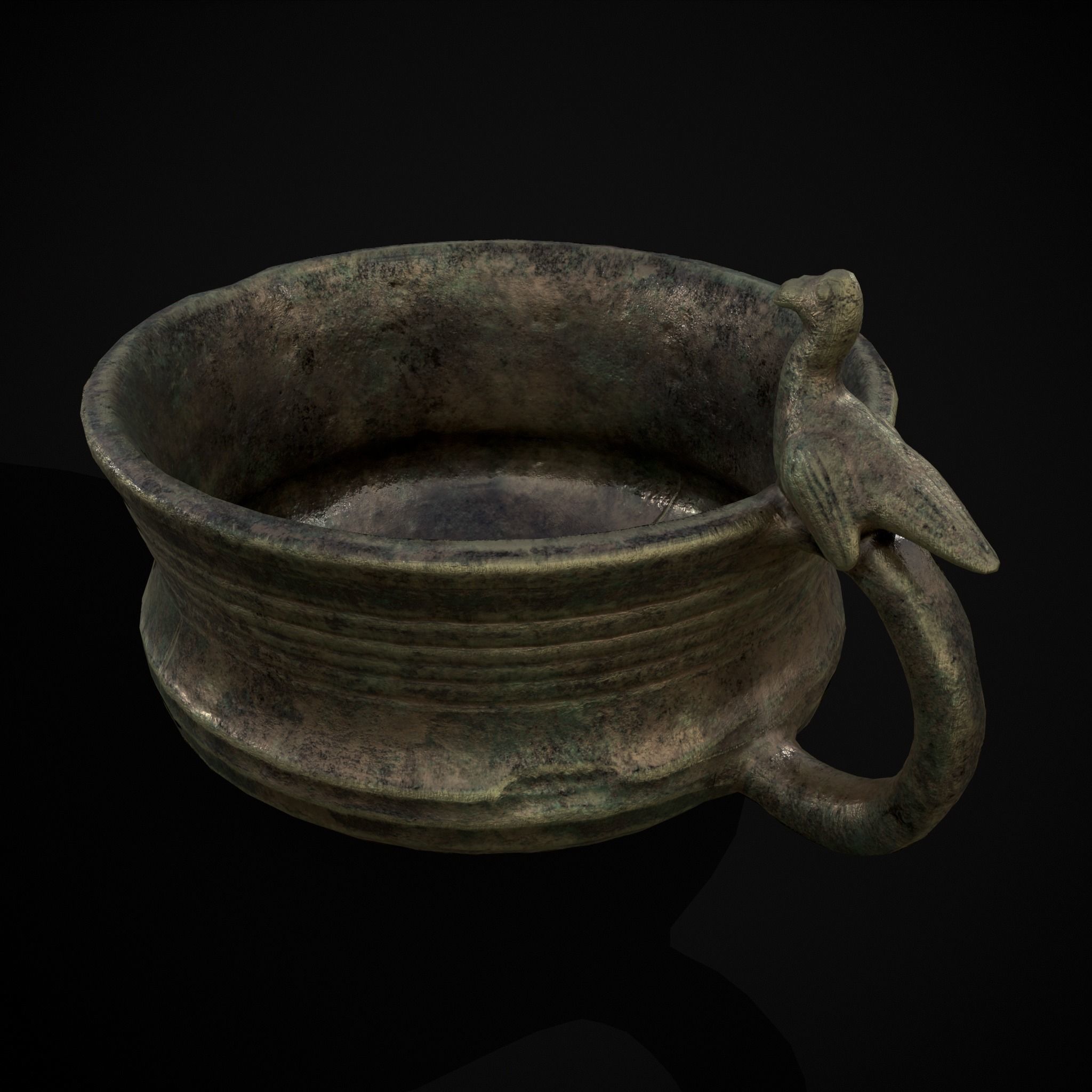 Bronze Bird Handle Cup Low-poly 3D model_9