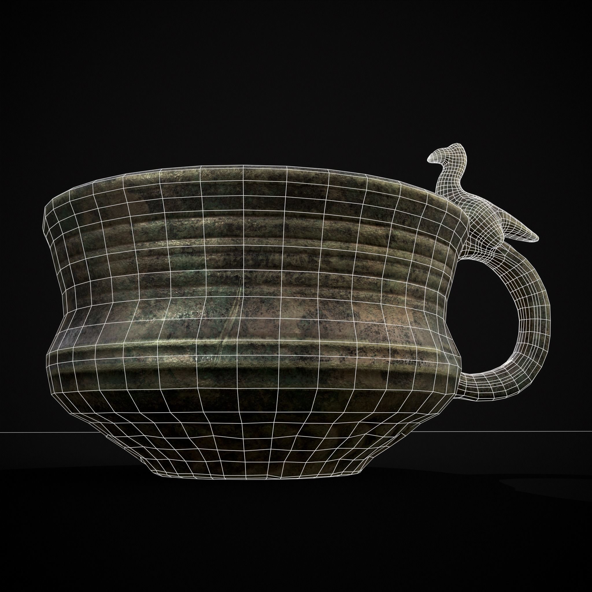 Bronze Bird Handle Cup Low-poly 3D model_24