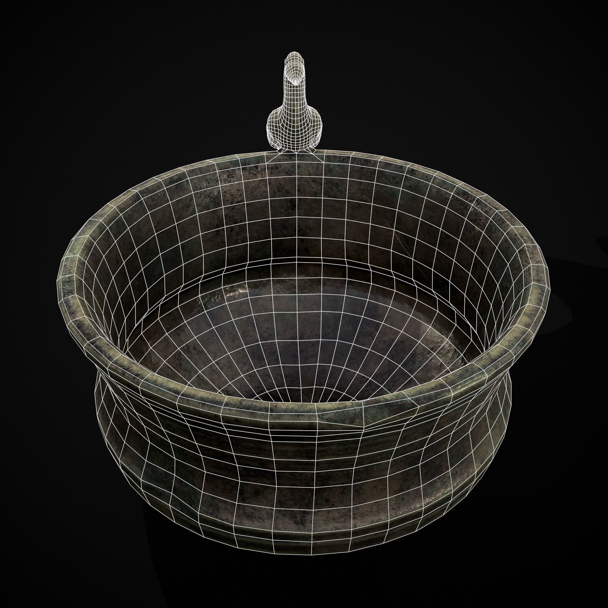 Bronze Bird Handle Cup Low-poly 3D model_22