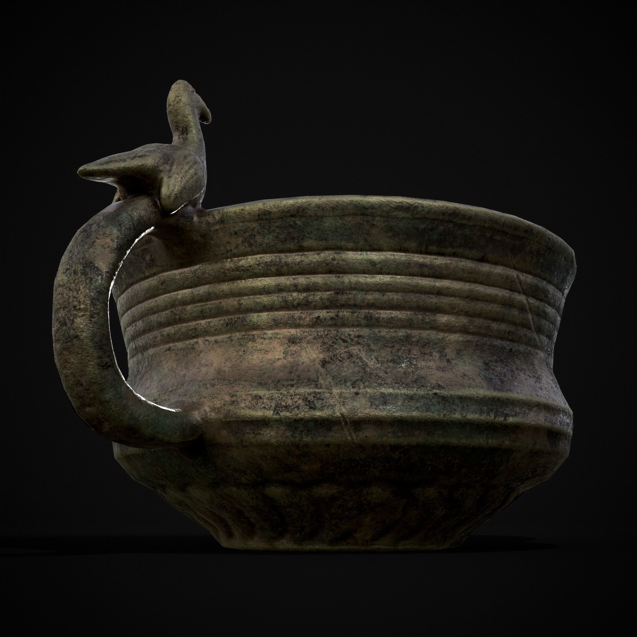 Bronze Bird Handle Cup Low-poly 3D model_17