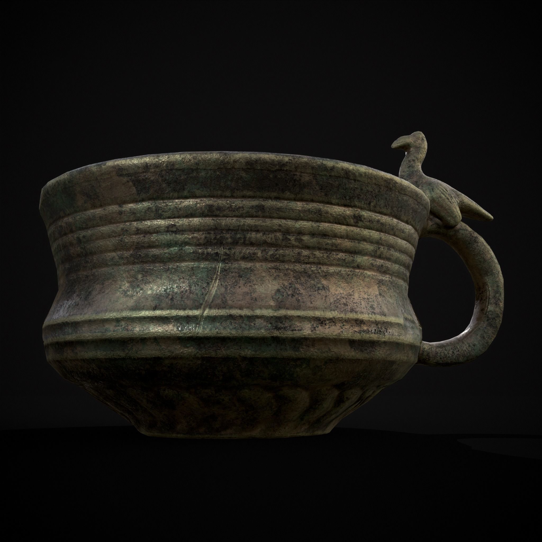 Bronze Bird Handle Cup Low-poly 3D model_23