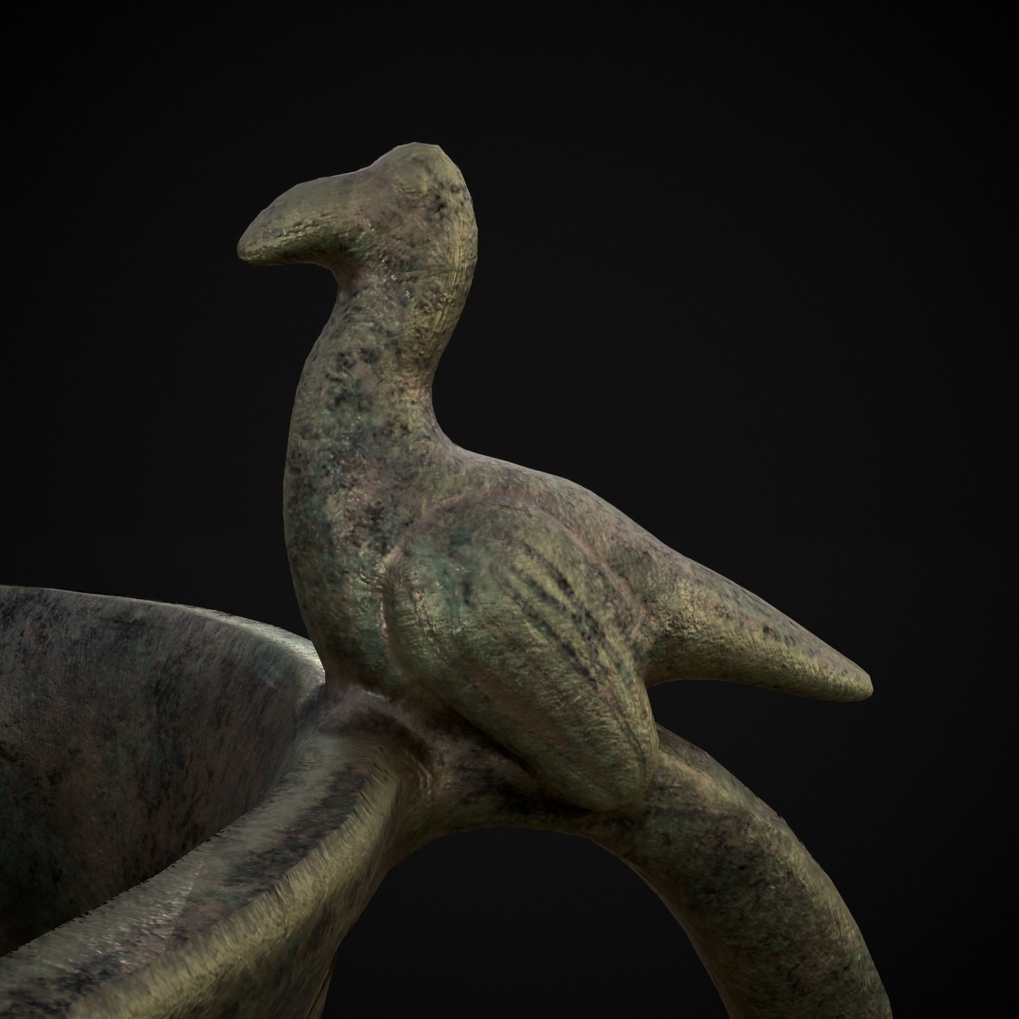 Bronze Bird Handle Cup Low-poly 3D model_11