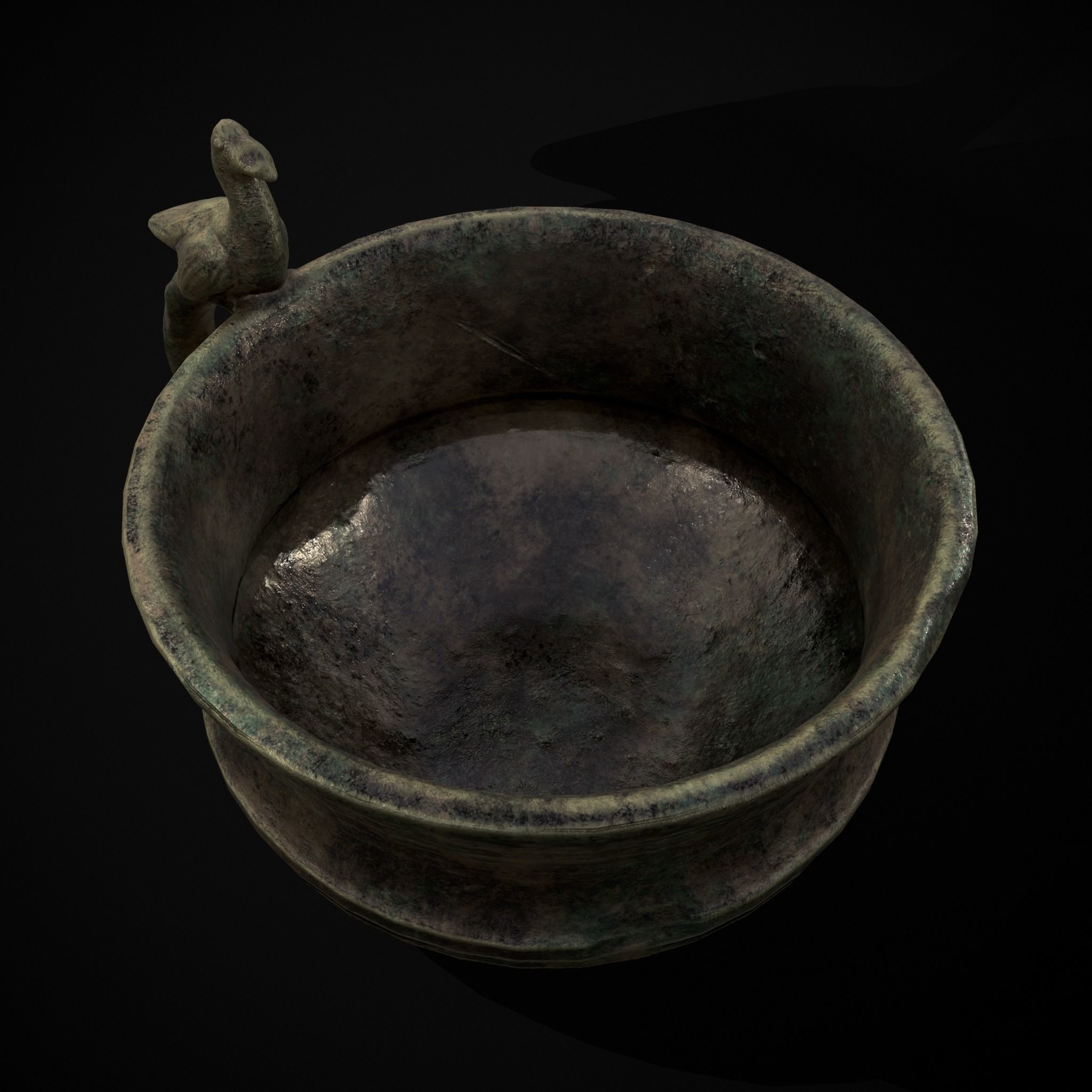 Bronze Bird Handle Cup Low-poly 3D model_39