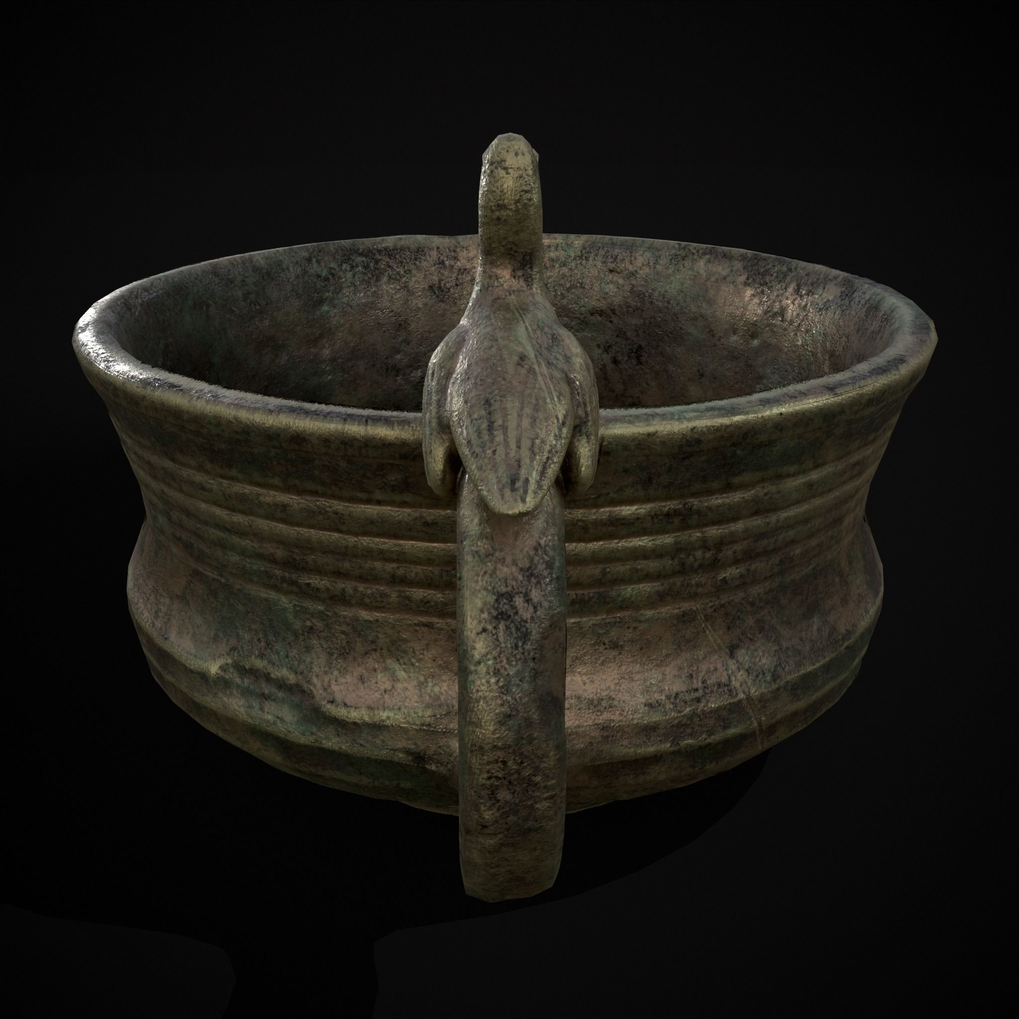 Bronze Bird Handle Cup Low-poly 3D model_15