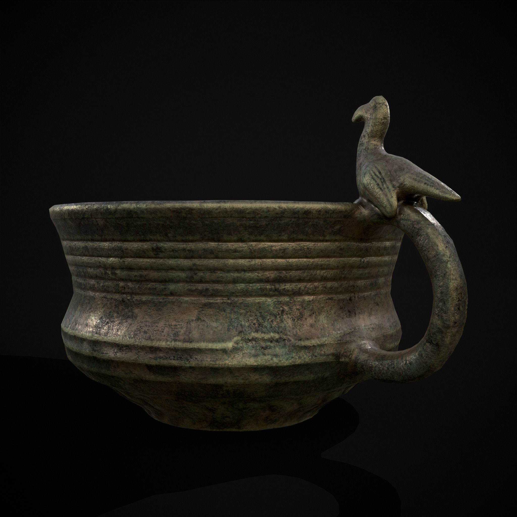 Bronze Bird Handle Cup Low-poly 3D model_27