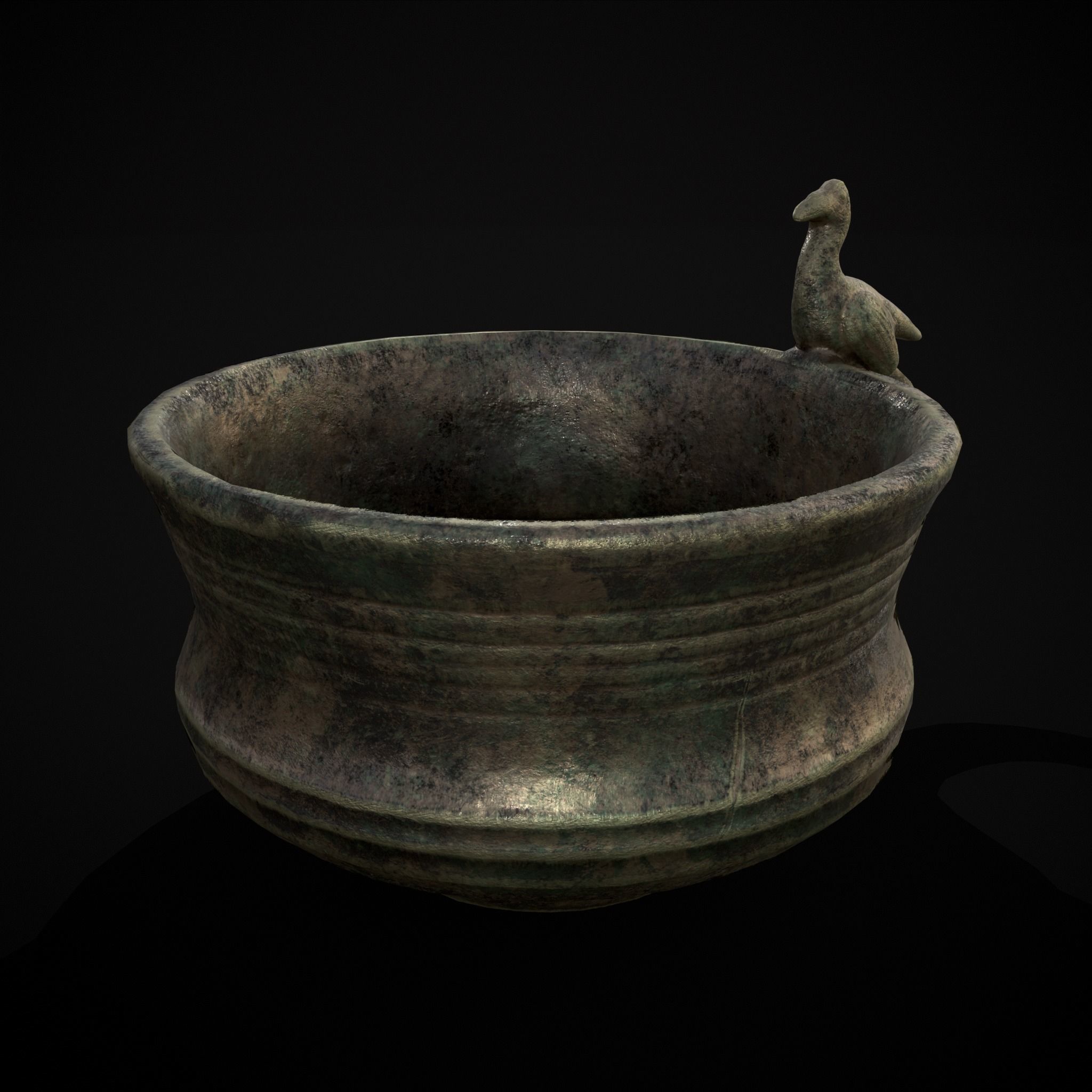 Bronze Bird Handle Cup Low-poly 3D model_37