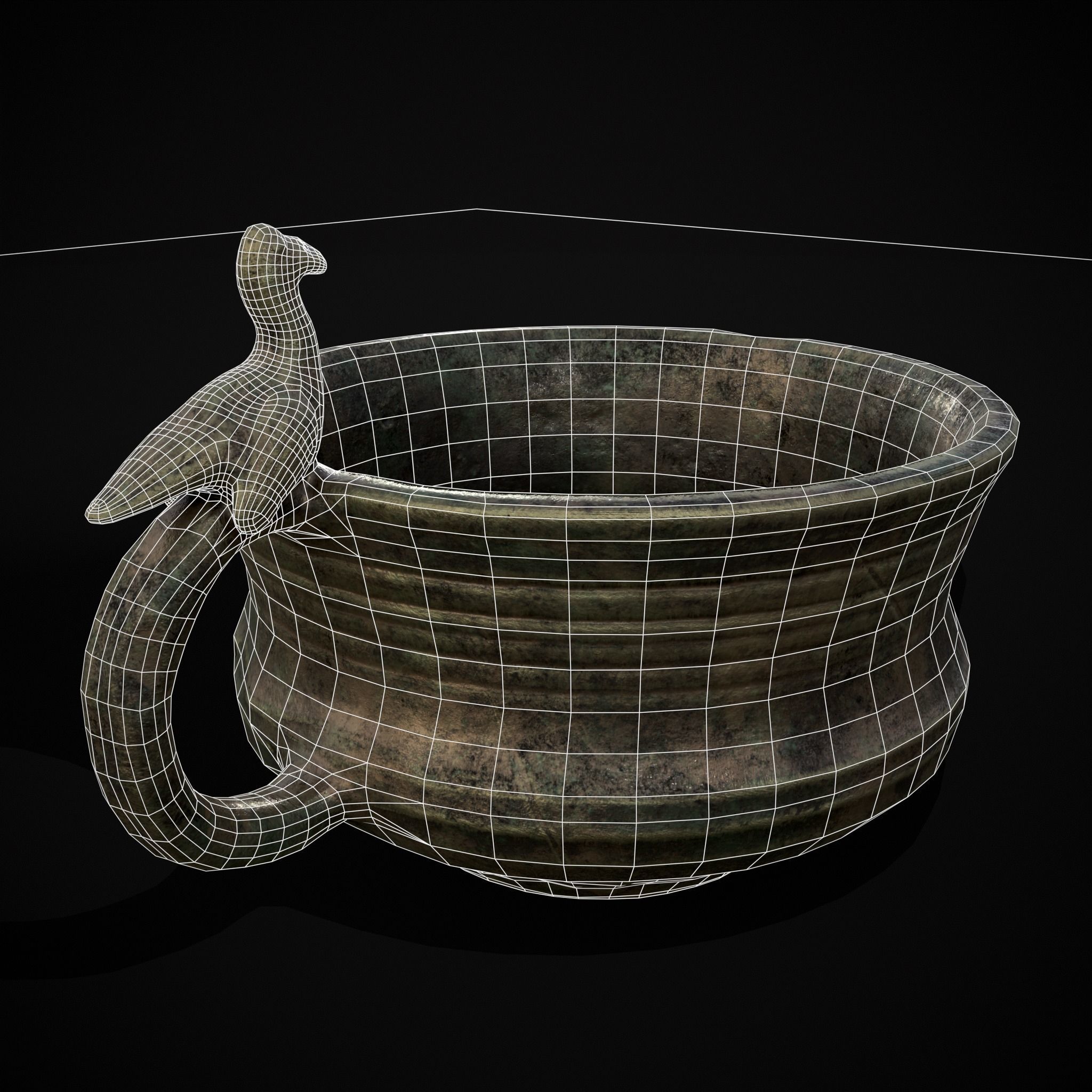 Bronze Bird Handle Cup Low-poly 3D model_34