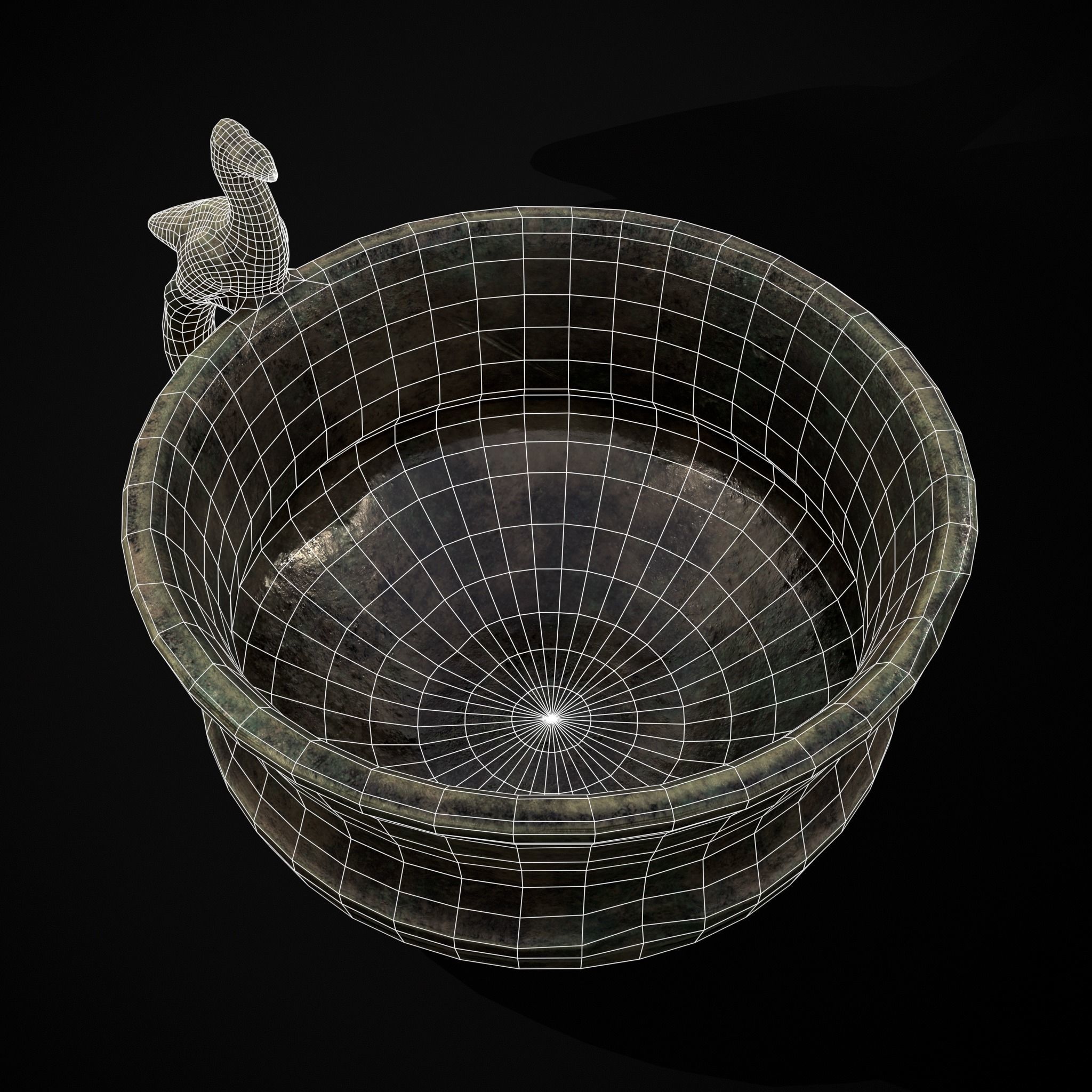 Bronze Bird Handle Cup Low-poly 3D model_40
