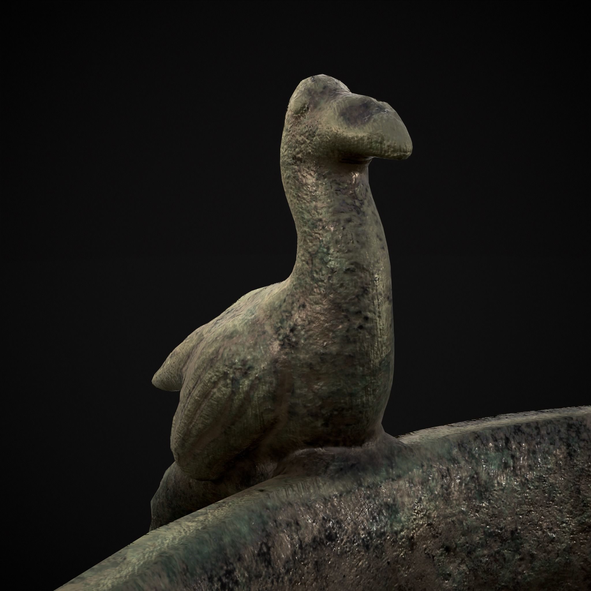 Bronze Bird Handle Cup Low-poly 3D model_13