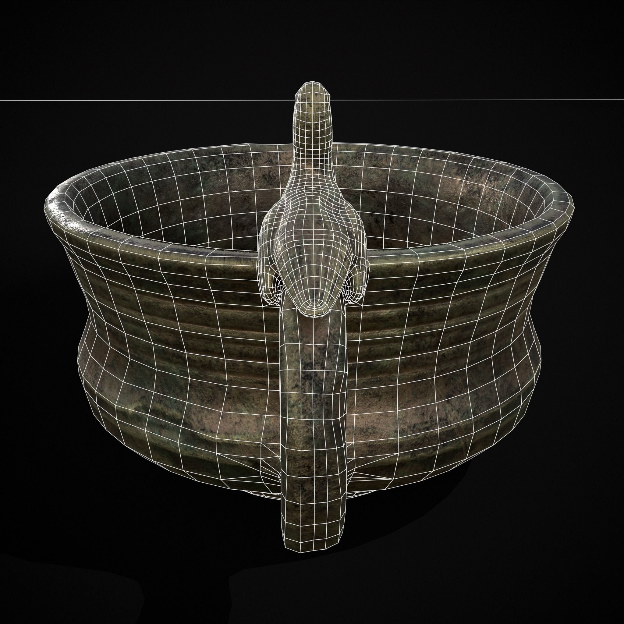 Bronze Bird Handle Cup Low-poly 3D model_16