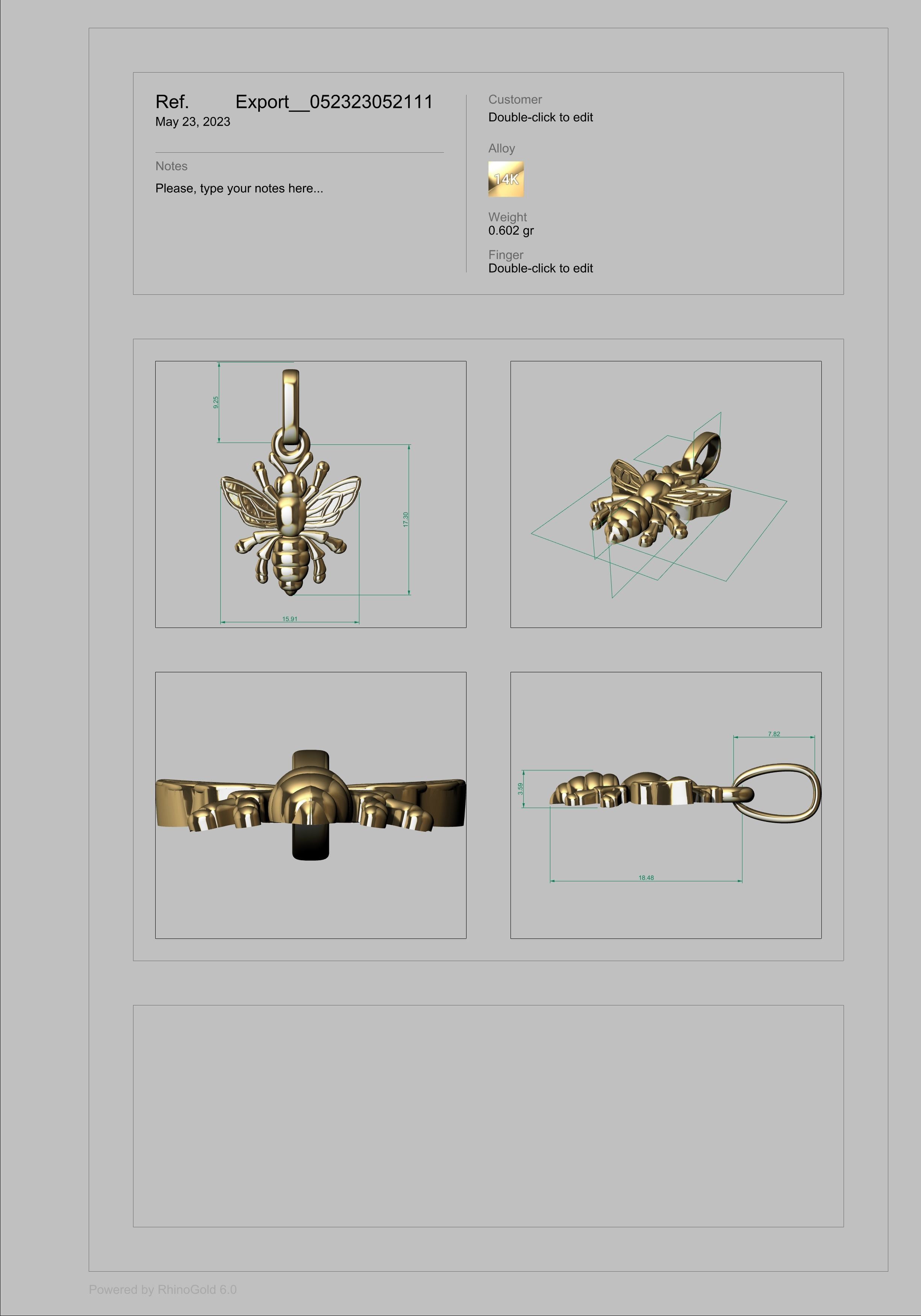 Bee Pendant charm necklace 3D Model 3D print model_11