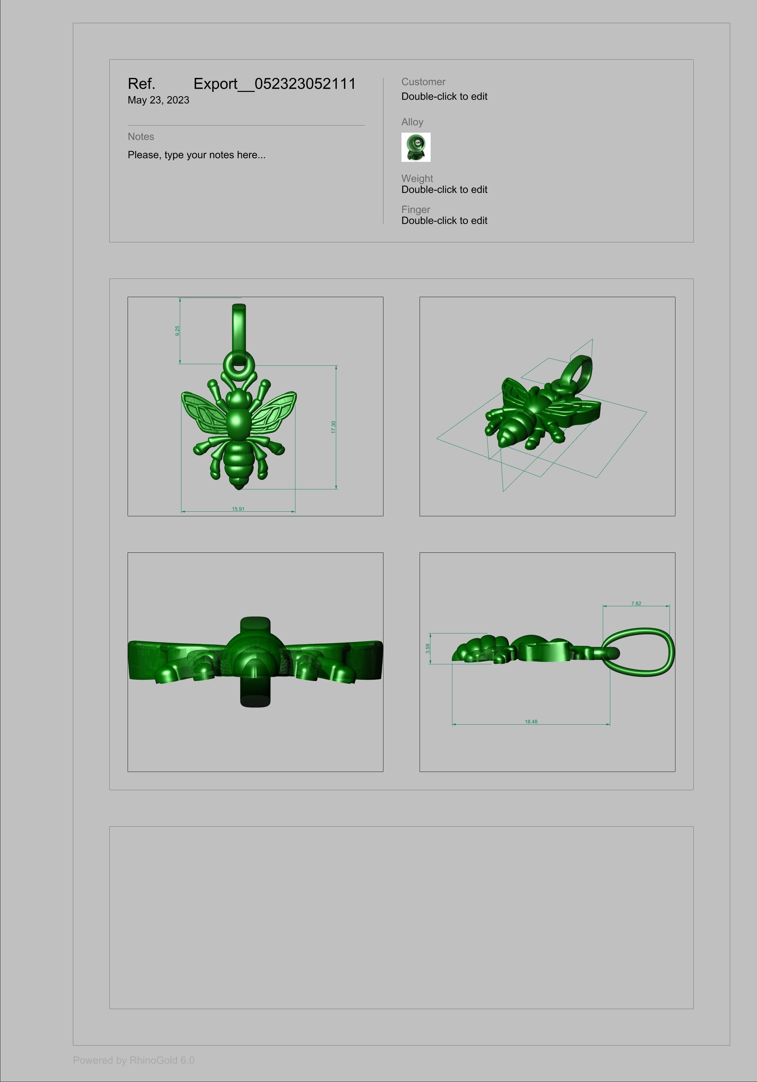 Bee Pendant charm necklace 3D Model 3D print model_8