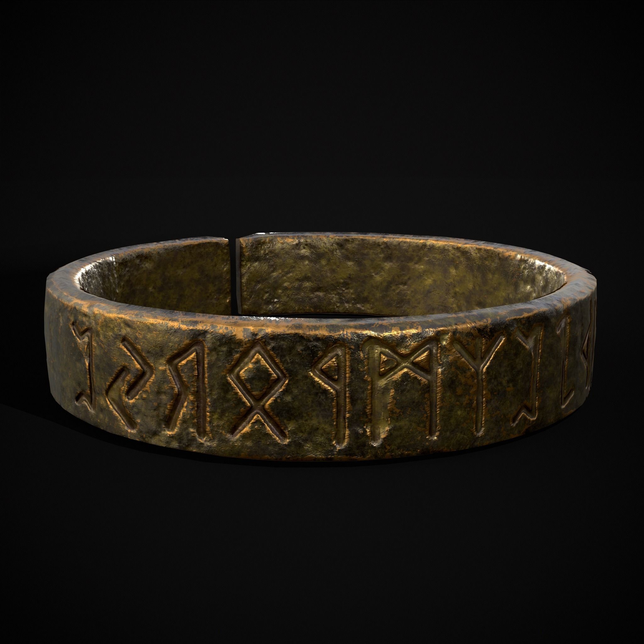 Gold Viking Rune Ring Low-poly 3D model_21