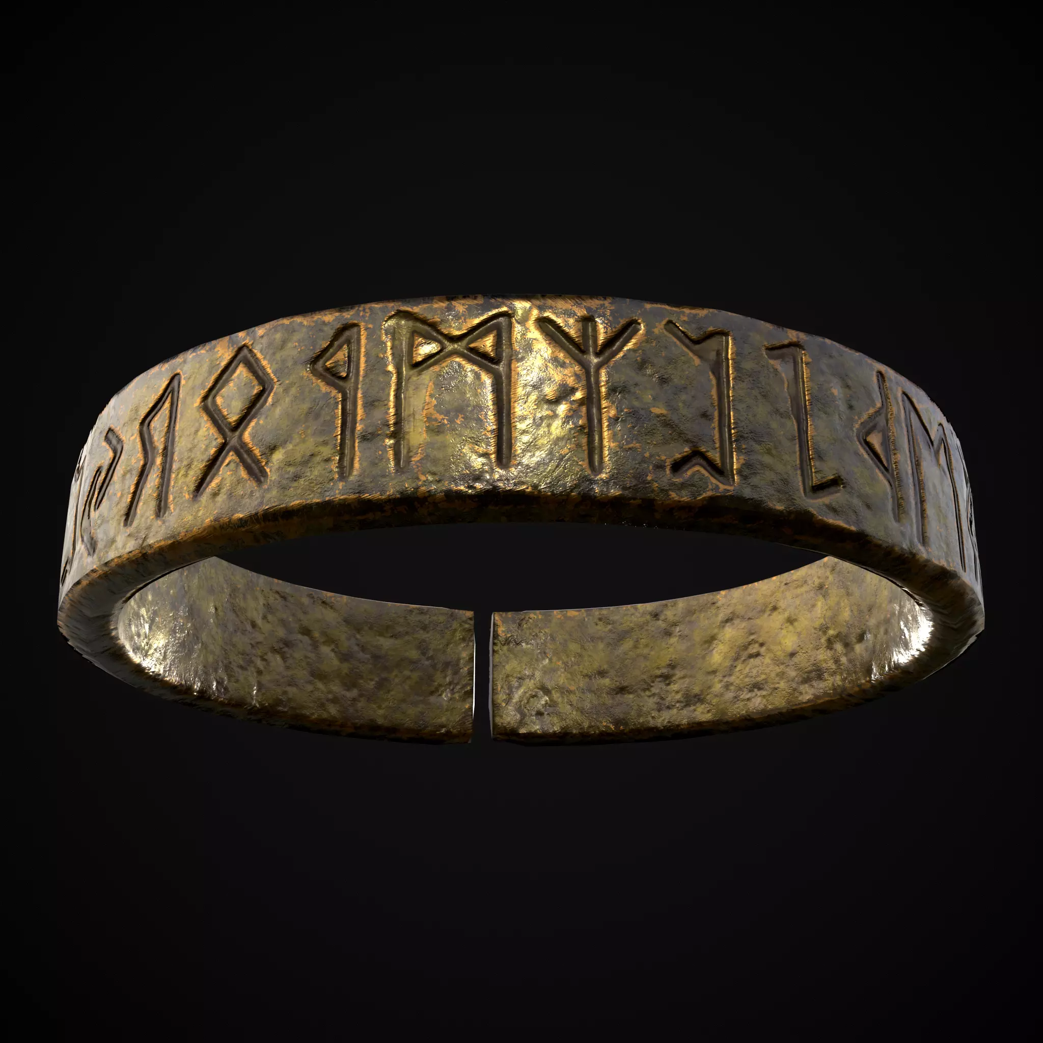 Gold Viking Rune Ring Low-poly 3D model_0