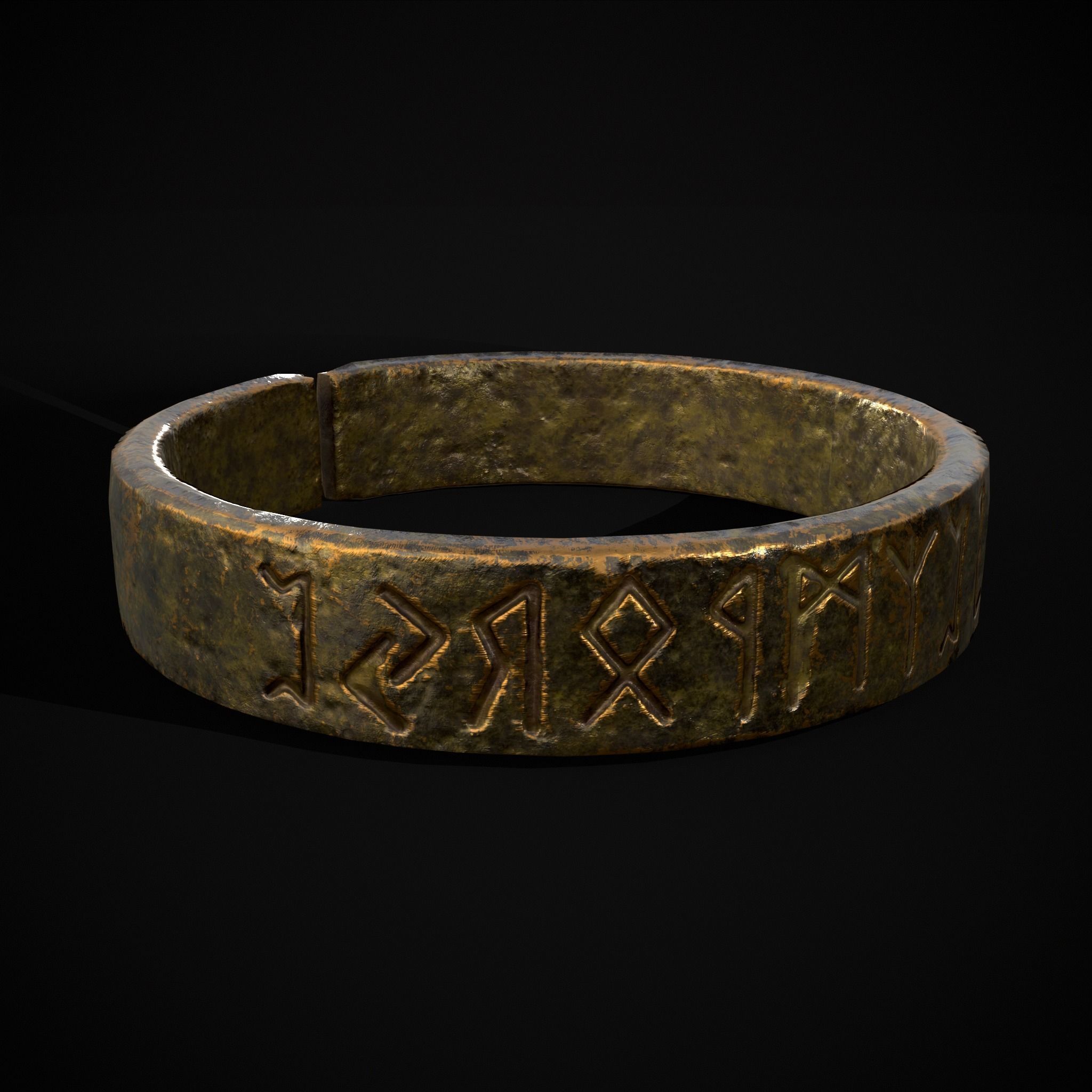 Gold Viking Rune Ring Low-poly 3D model_27