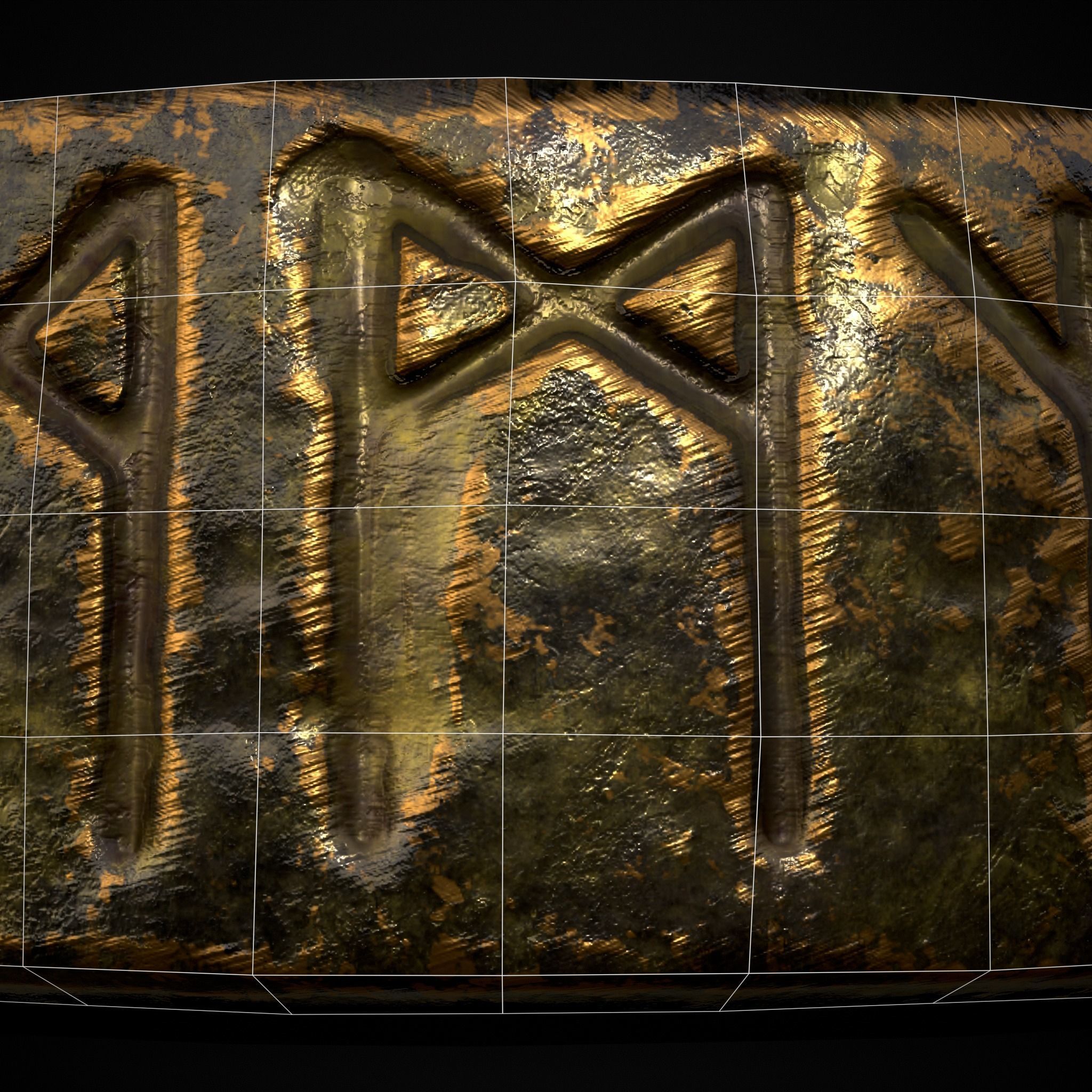 Gold Viking Rune Ring Low-poly 3D model_12