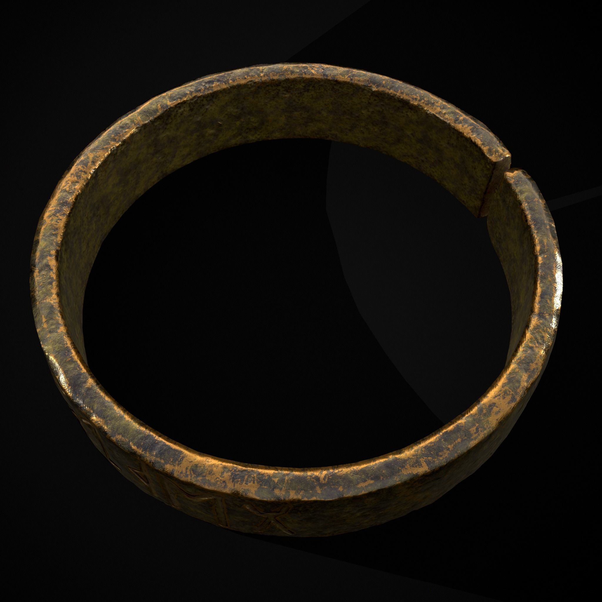 Gold Viking Rune Ring Low-poly 3D model_25