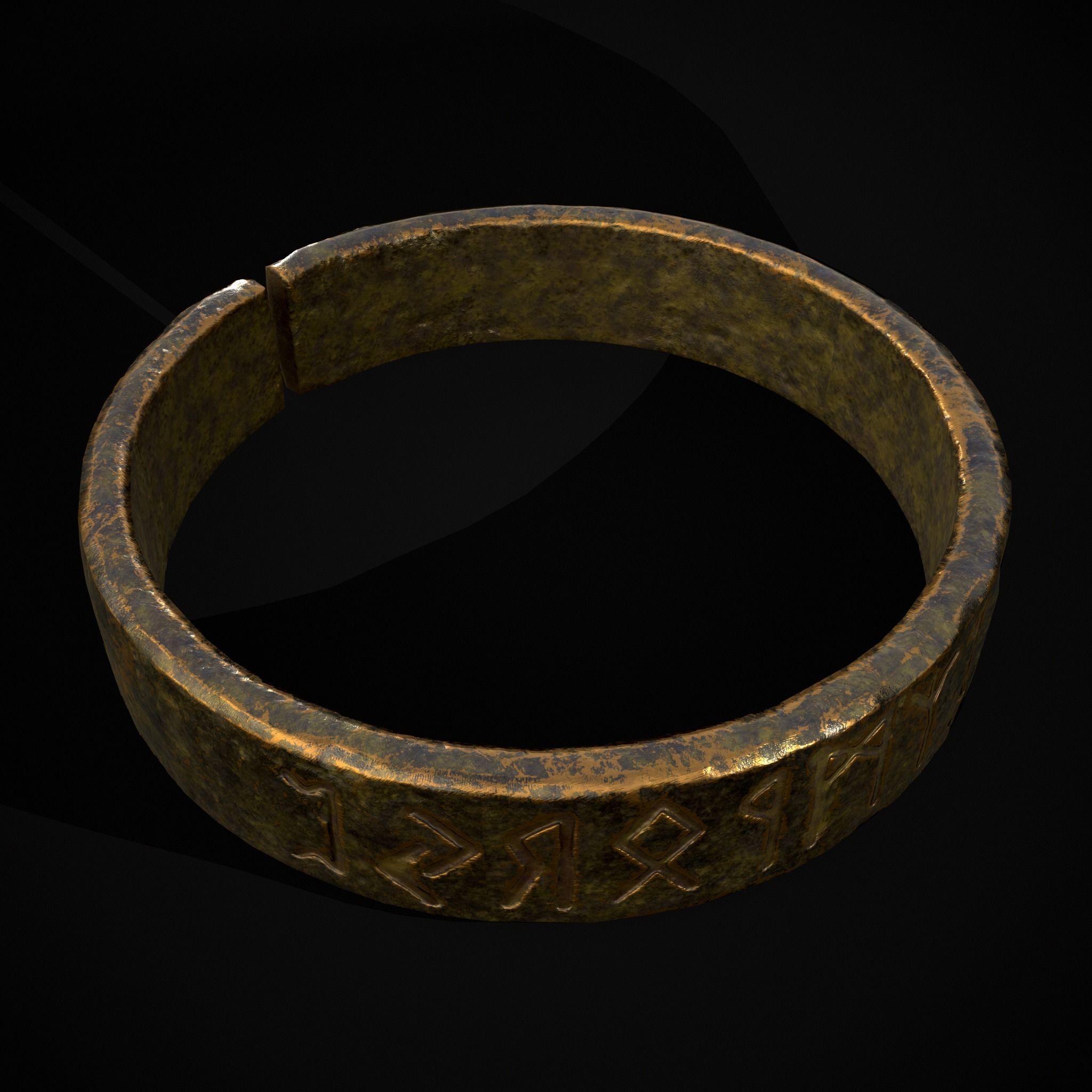 Gold Viking Rune Ring Low-poly 3D model_17