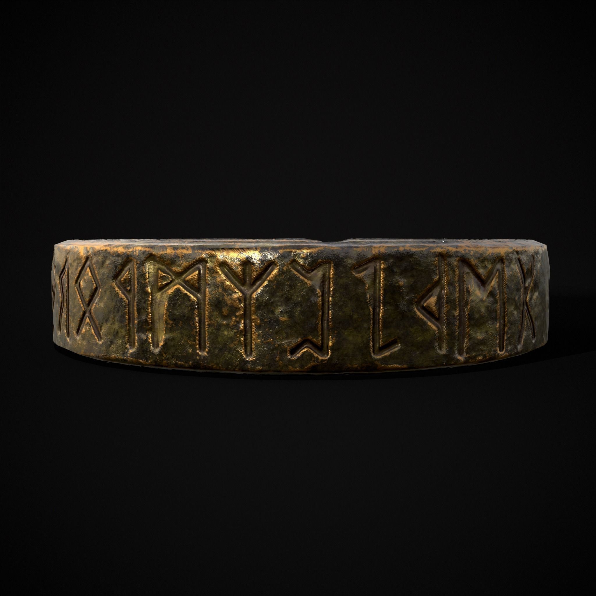 Gold Viking Rune Ring Low-poly 3D model_3