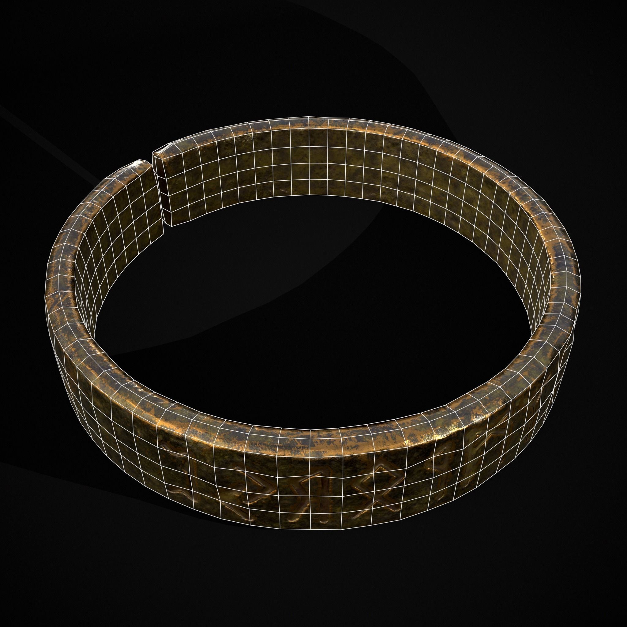 Gold Viking Rune Ring Low-poly 3D model_18